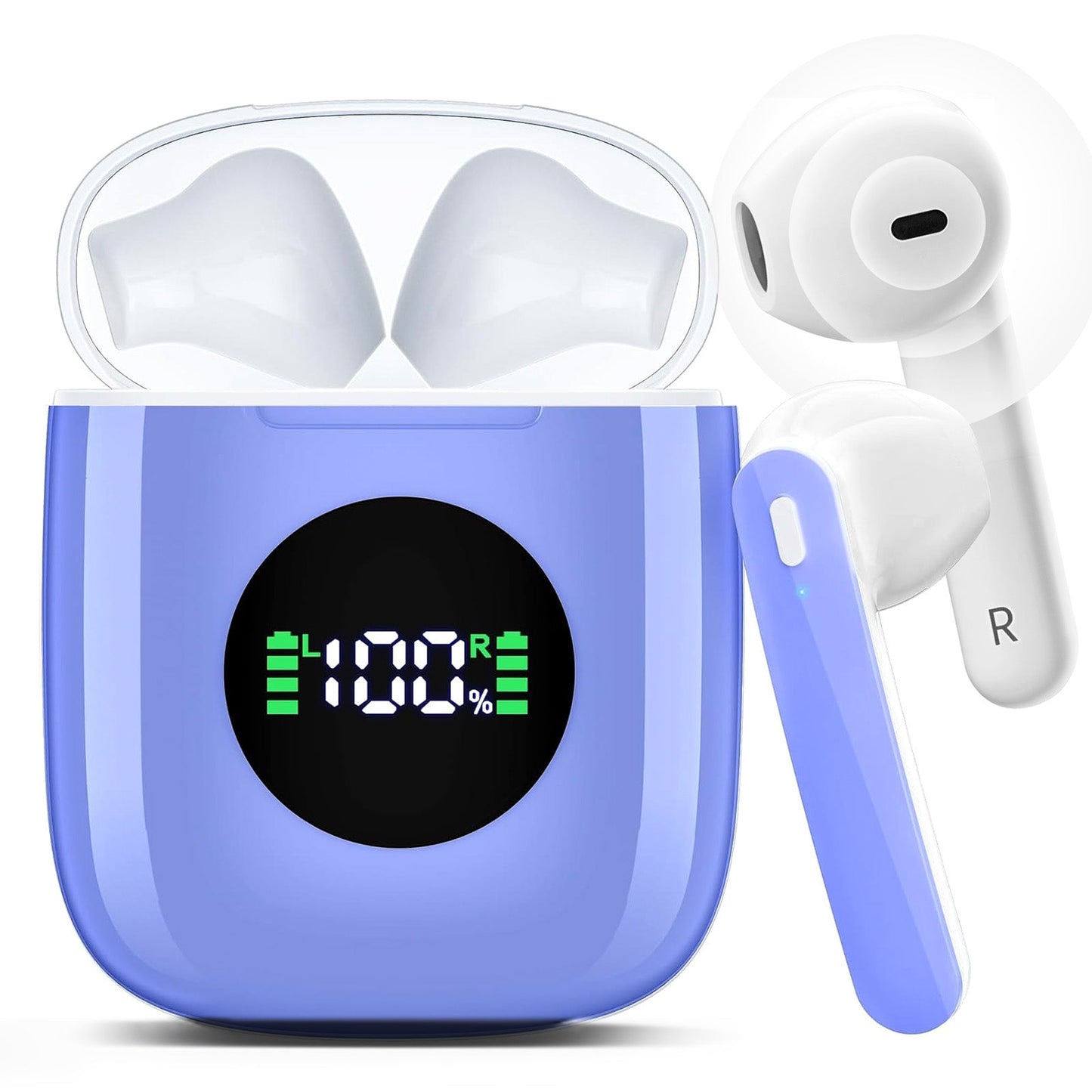 MyDepot Wireless Headphones with 40Hrs Battery Life, Deep Bass, Wireless Charging Case, LED Display, Waterproof Mic - For Phone, Tablet, TV