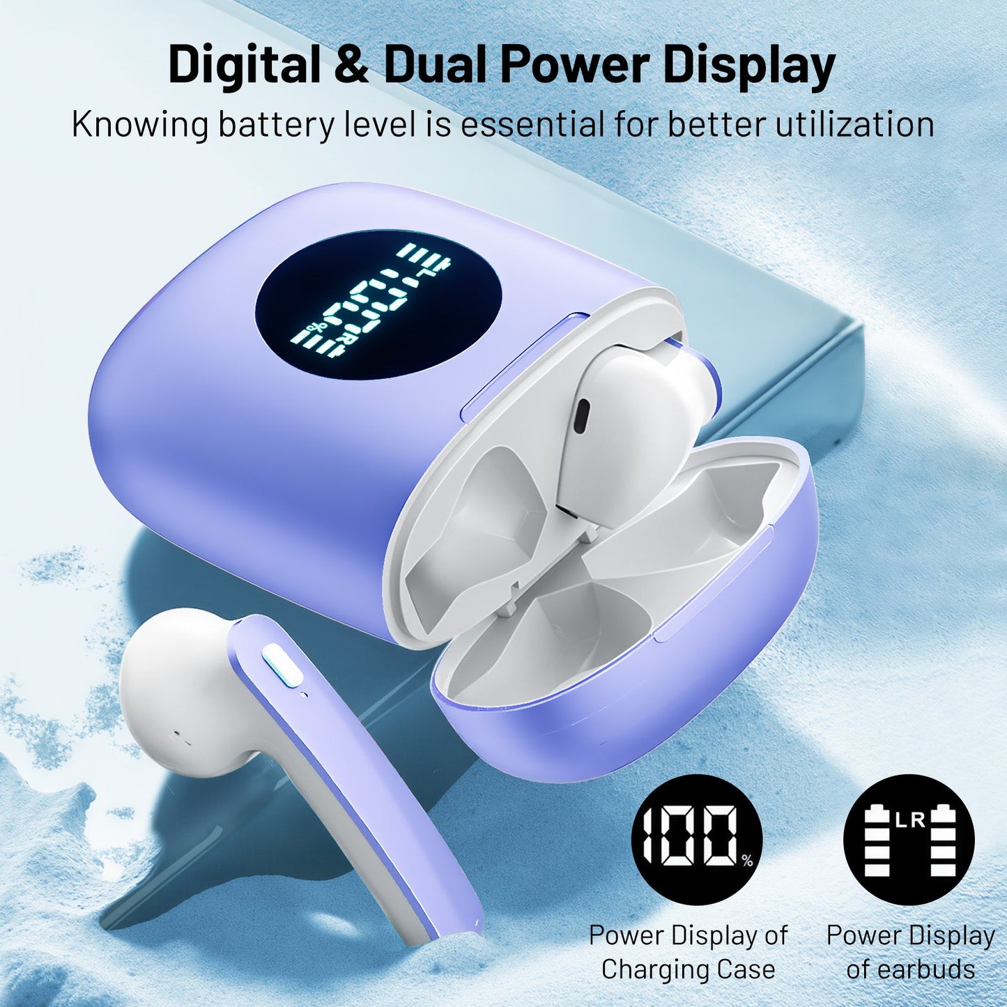 MyDepot Wireless Headphones with 40Hrs Battery Life, Deep Bass, Wireless Charging Case, LED Display, Waterproof Mic - For Phone, Tablet, TV