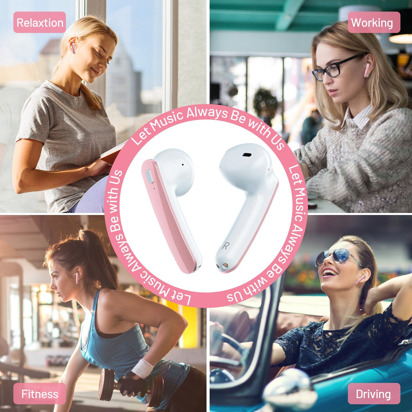MyDepot Wireless Headphones with 40Hrs Battery Life, Deep Bass, Wireless Charging Case, LED Display, Waterproof Mic - For Phone, Tablet, TV