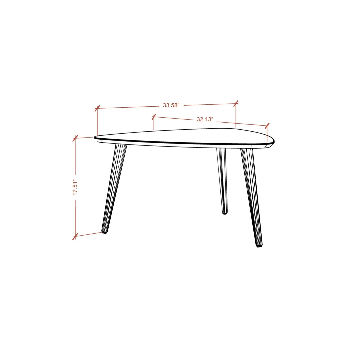 Manhattan Comfort Utopia 17.51" High Triangle Coffee Table with Splayed Legs - Off White & Maple Cream|Grande table à café triangulaire Utopia de Manhattan Comfort de 17,51 po avec pattes évasées - blanc cassé et crème d’érable