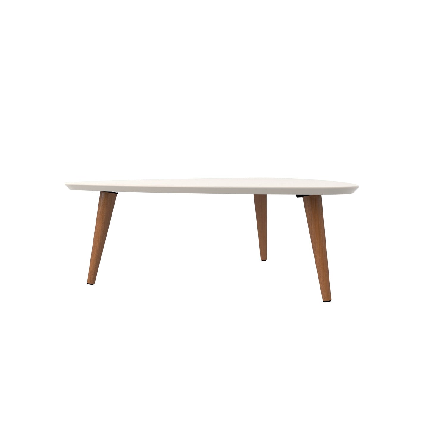 Manhattan Comfort Utopia 17.51" High Triangle Coffee Table with Splayed Legs - Off White & Maple Cream|Grande table à café triangulaire Utopia de Manhattan Comfort de 17,51 po avec pattes évasées - blanc cassé et crème d’érable