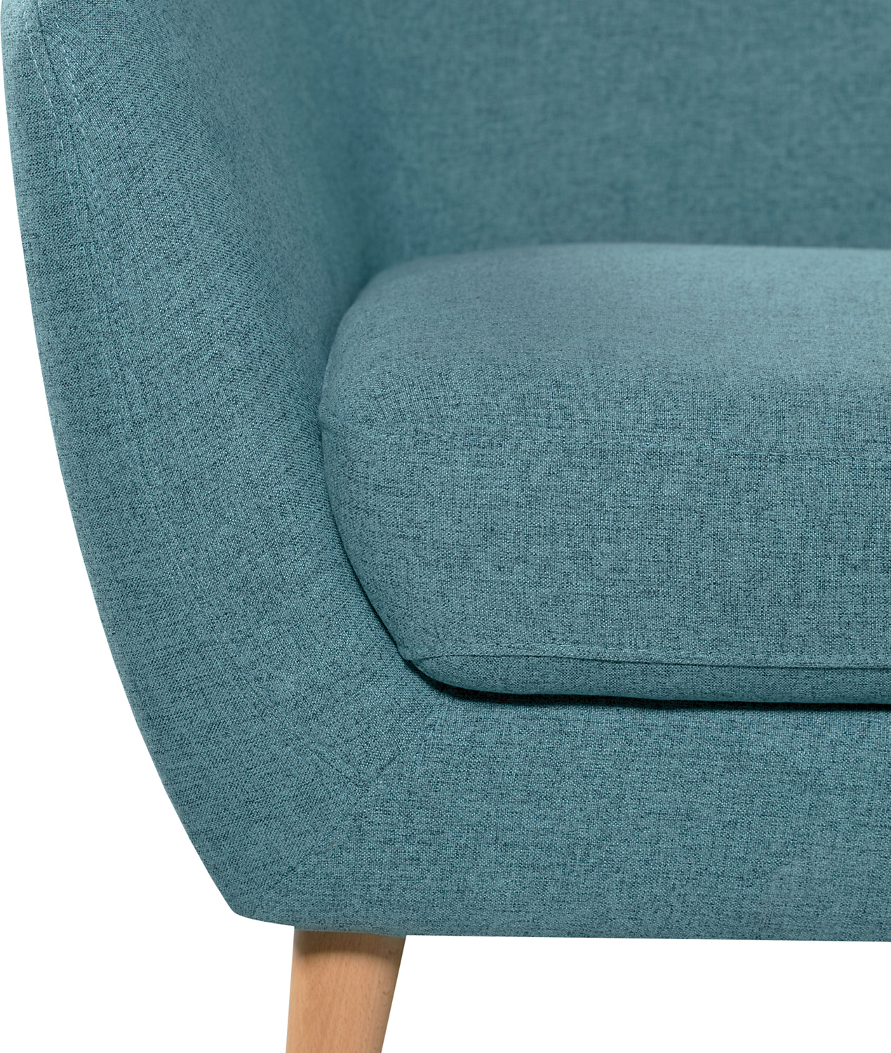 Calla 73.62" Linen-Look Fabric Condo Size Sofa with Button Tufting and Wood Legs - Blue | Sofa Calla de 73,62 po de format condo en tissu d’apparence lin avec capitonnage et pattes en bois - bleu
