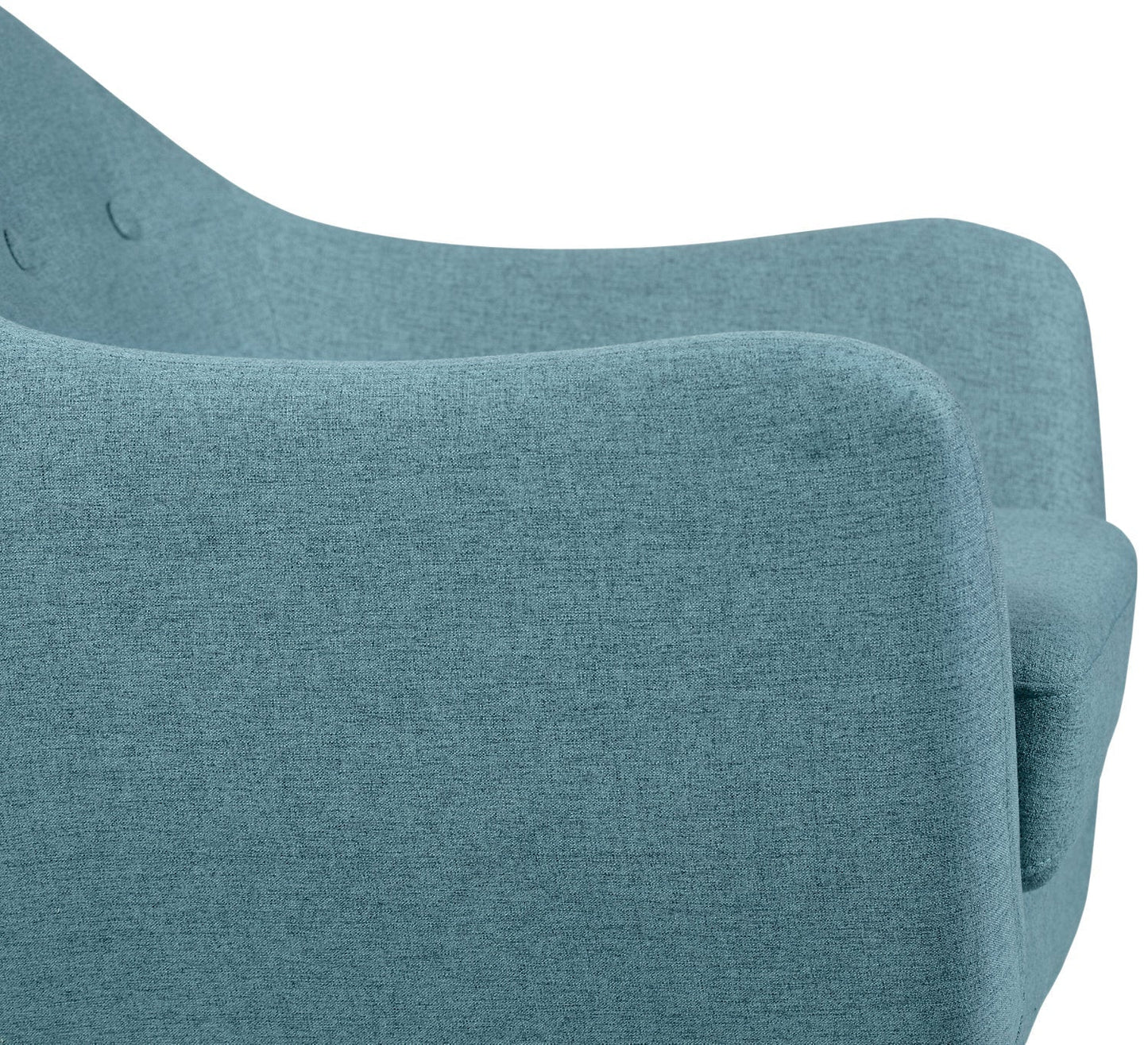 Calla 73.62" Linen-Look Fabric Condo Size Sofa with Button Tufting and Wood Legs - Blue | Sofa Calla de 73,62 po de format condo en tissu d’apparence lin avec capitonnage et pattes en bois - bleu