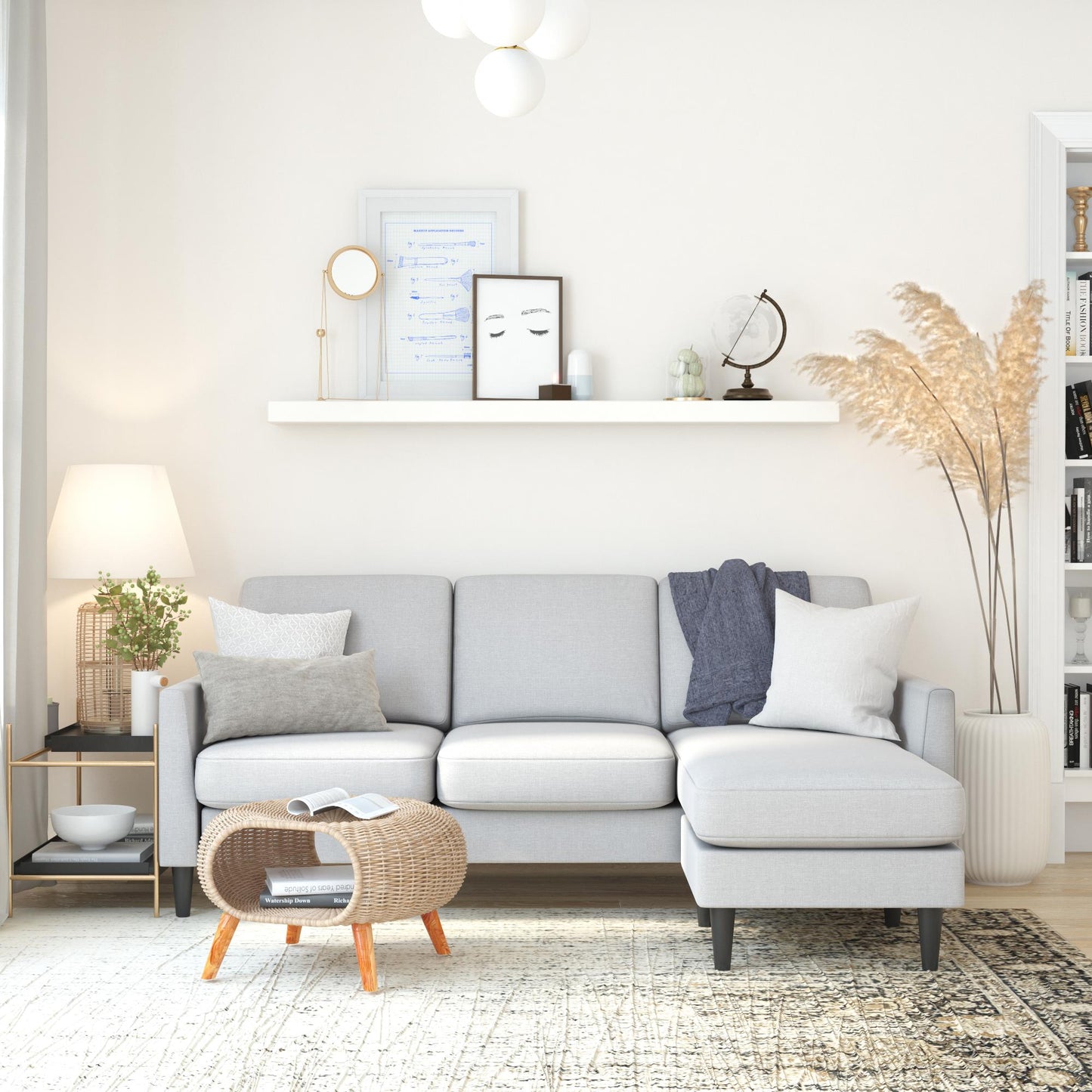 Mr. Kate Winston Reversible Linen Sofa Sectional - Light Grey|Sofa sectionnel réversible Winston de Mr. Kate en lin - gris clair