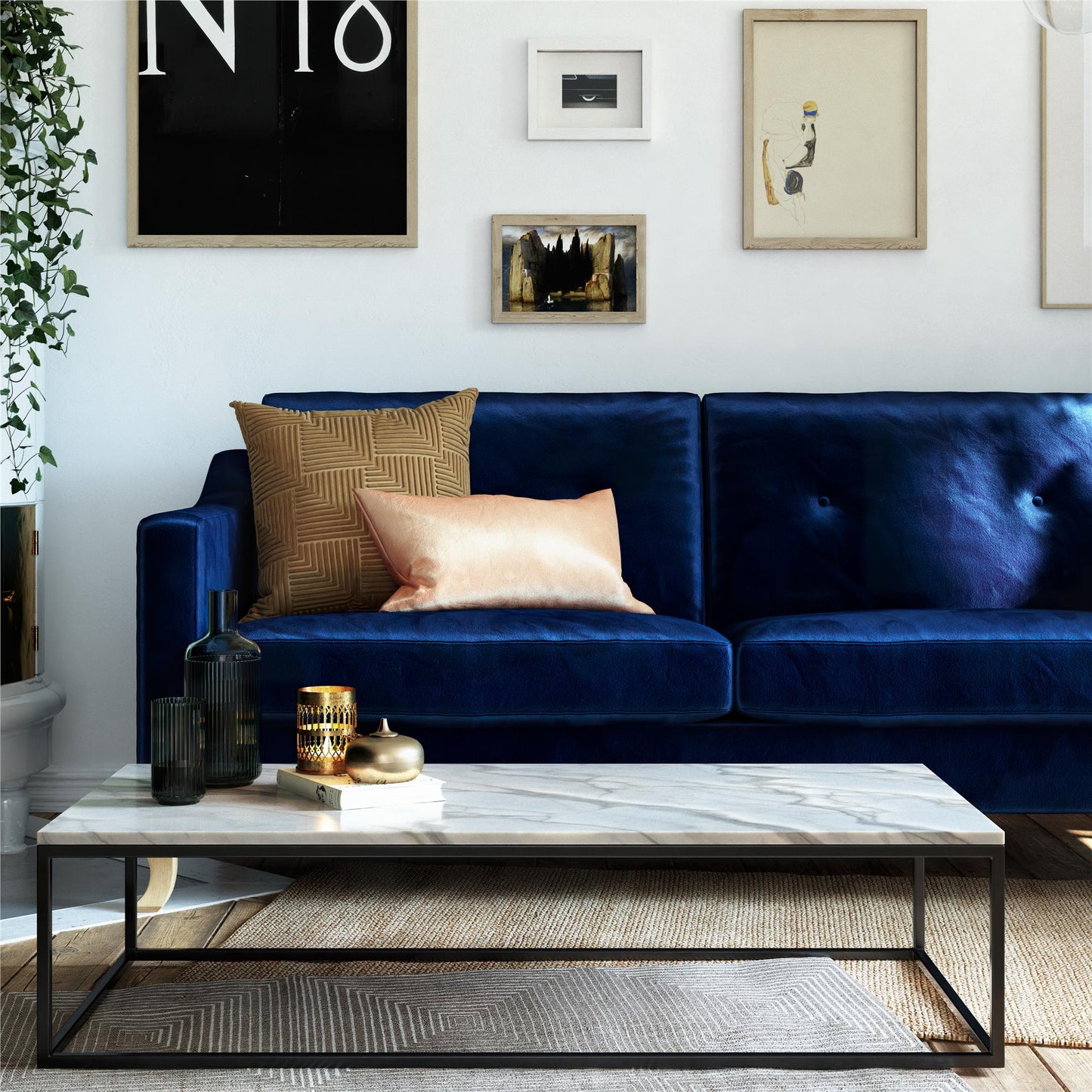 Mr. Kate Tess Velvet Sofa - Blue|Sofa Tess de Mr. Kate en velours - bleu