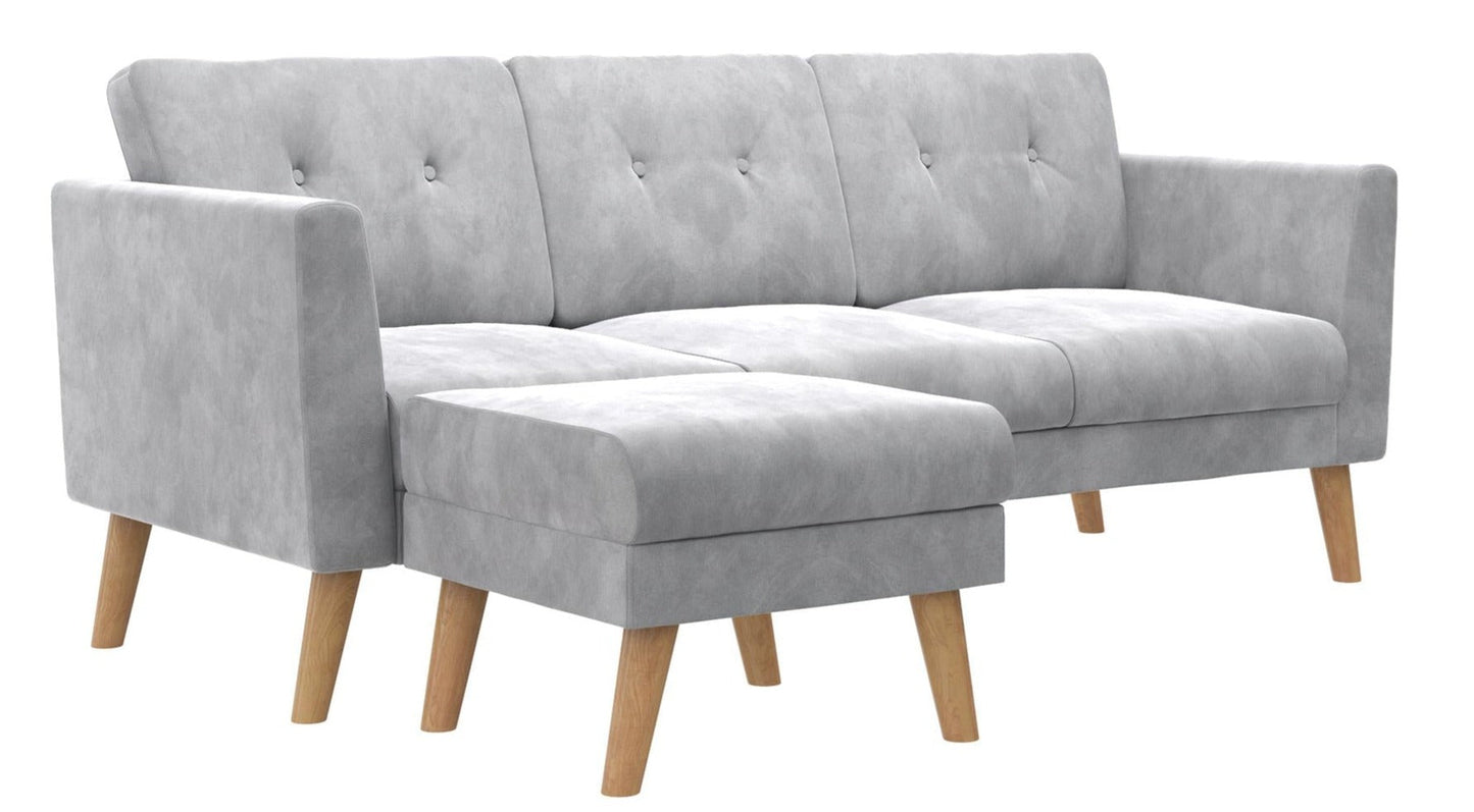 Cosmoliving By Cosmopolitan Gloria Velvet Sofa Sectional - Light Grey|Sofa sectionnel Gloria de Cosmoliving By Cosmopolitan en velours - gris clair