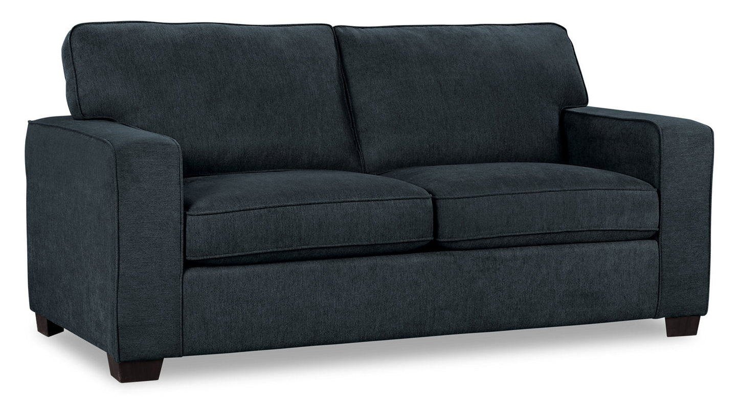 Made in Canada Fiona 74" Chenille Fabric Sofa with Track Arms - Navy Blue | Sofa Fiona de 74 po fabriqué au Canada en tissu de chenille avec accoudoirs rectilignes - bleu marine