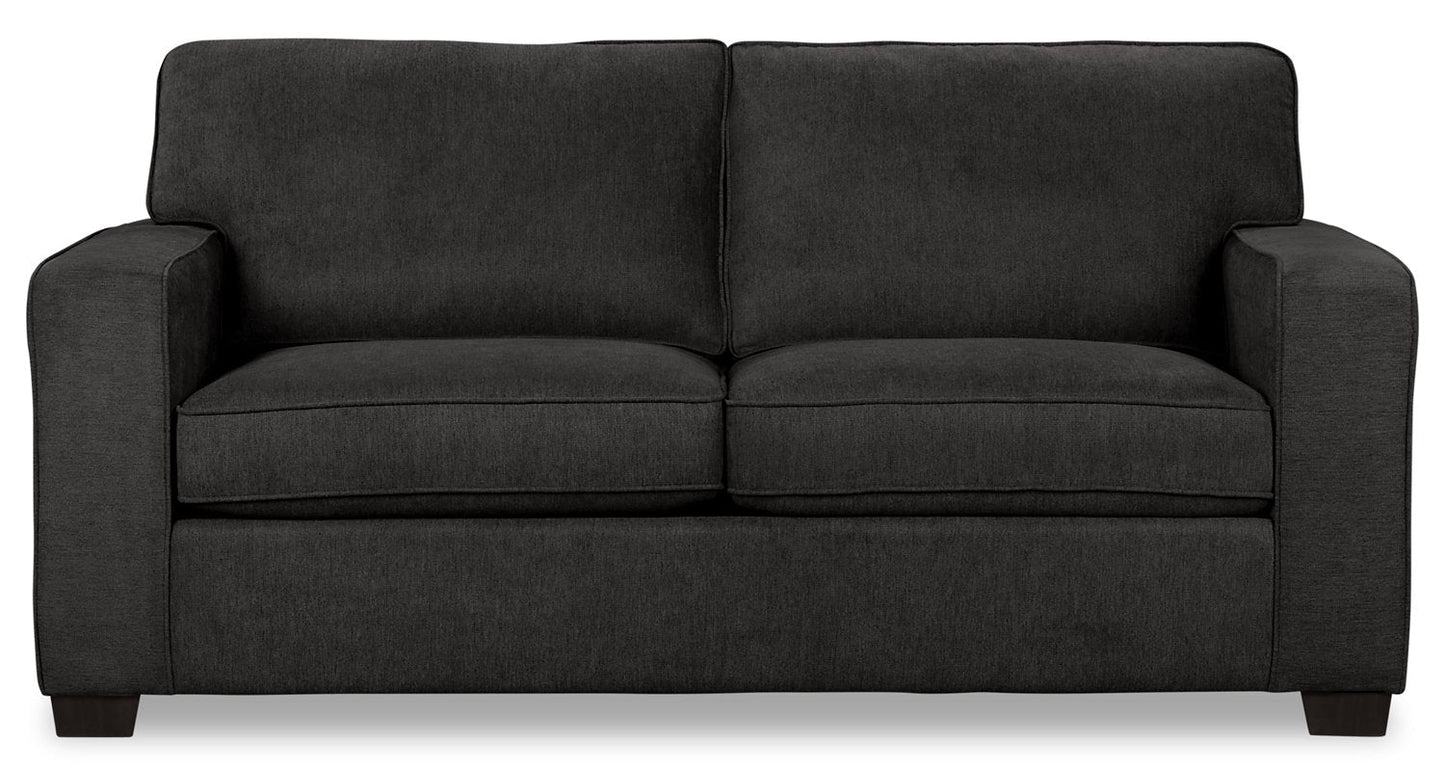 Made in Canada Fiona 58" Chenille Fabric Twin-Size Sofa Bed with Track Arms - Grey | Sofa-lit simple Fiona de 58 po fabriqué au Canada en tissu de chenille avec accoudoirs rectilignes - gris