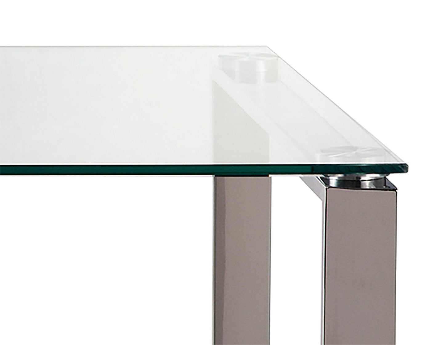 Metro 47" Modern Glass Top Coffee Table - Silver with Metal Legs|Table à café moderne Metro de 47 po avec dessus en verre - argentée avec pattes en métal