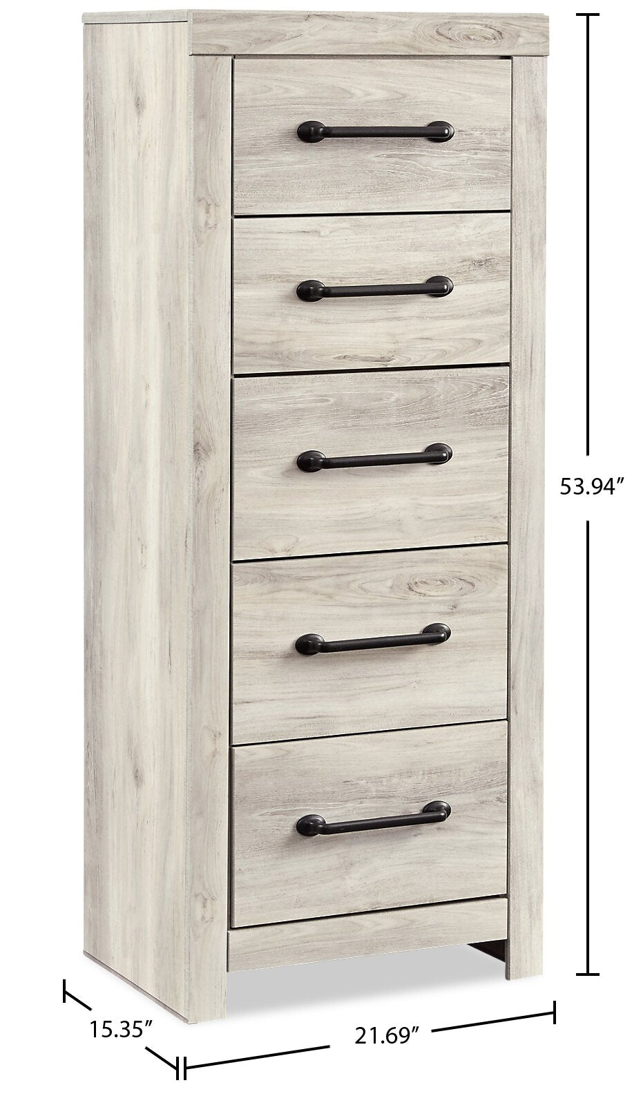 Abby Bedroom Narrow Chest of Drawers, 5-Drawer, 21.7"W x 53.9"H - White | Commode verticale étroite Abby de 21,7 po (L) x 53,9 po (H) à 5 tiroirs pour la chambre à coucher - blanche