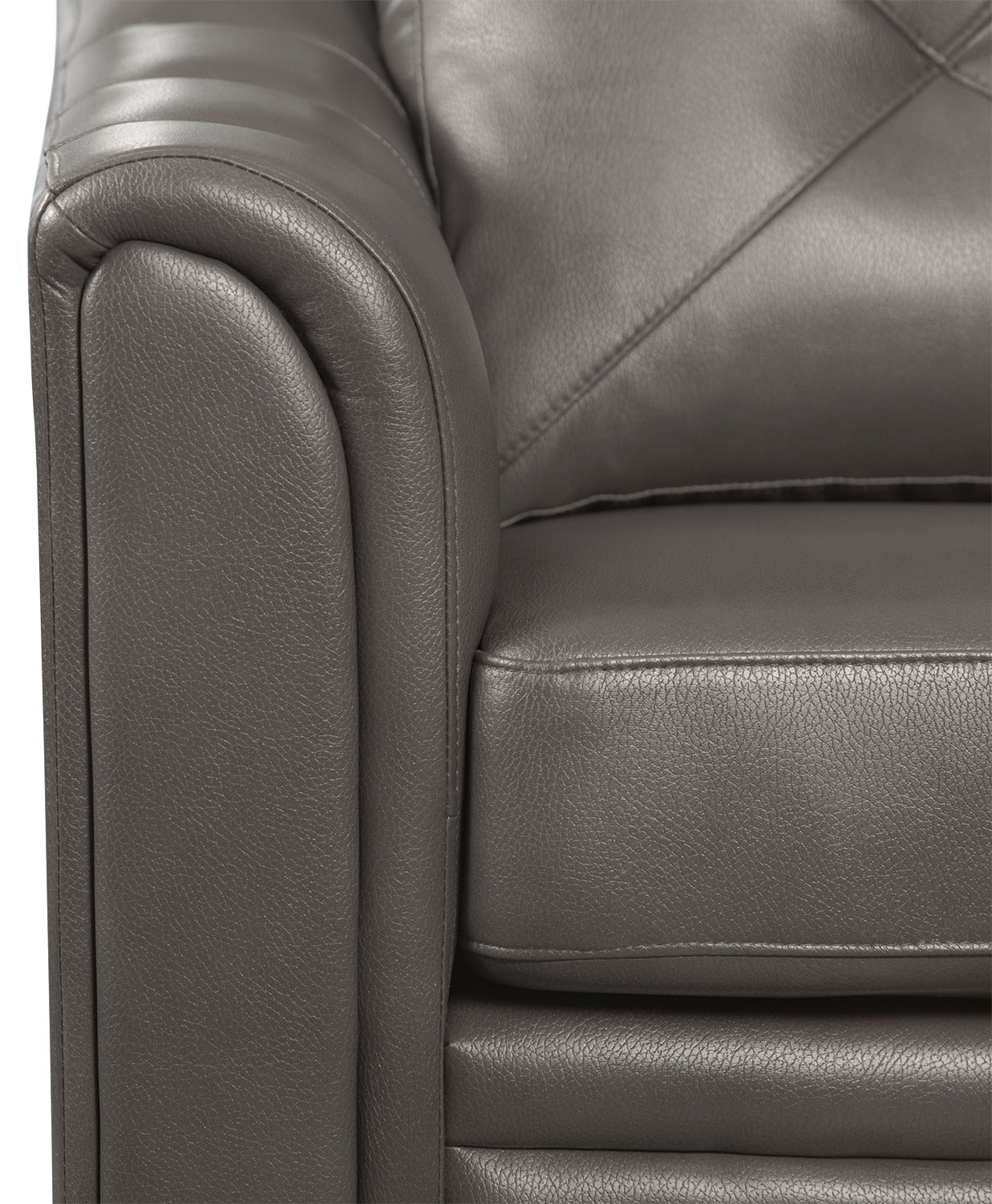Andi 84" Leather-Look Fabric Sofa with Button Tufting - Grey | Sofa Andi de 84 po en tissu d’apparence cuir avec capitonnage - gris