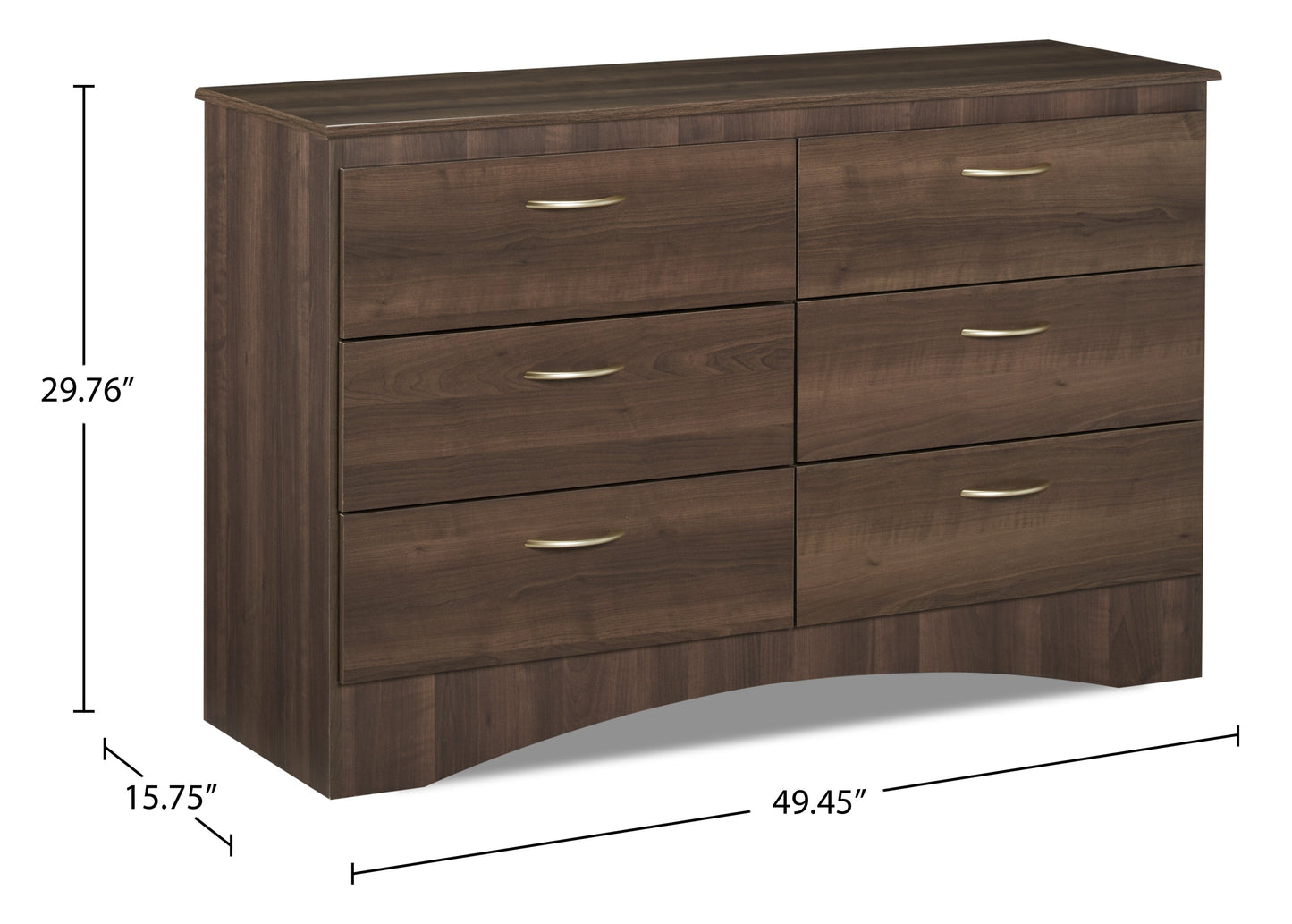 Aida Bedroom 6-Drawer Dresser, 49.5"W x 29.8"H, Made in Canada - Brown | Commode Aida de 49,5 po (L) x 29,8 po (H) à 6 tiroirs pour la chambre à coucher, fabriquée au Canada - brune