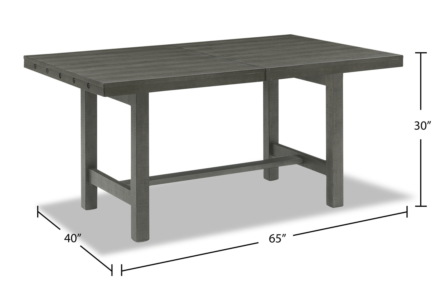 Alto Dining Table with 65-83"W Extension, Trestle Base - Grey | Table de salle à manger Alto de 65 po à 83 po (L) avec rallonge et base à tréteaux - grise