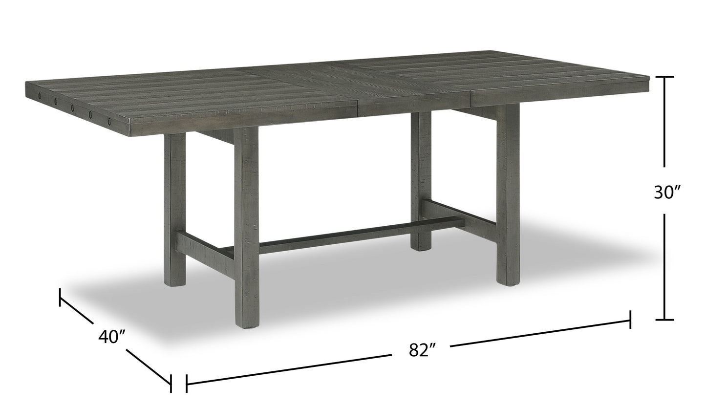 Alto Dining Table with 65-83"W Extension, Trestle Base - Grey | Table de salle à manger Alto de 65 po à 83 po (L) avec rallonge et base à tréteaux - grise