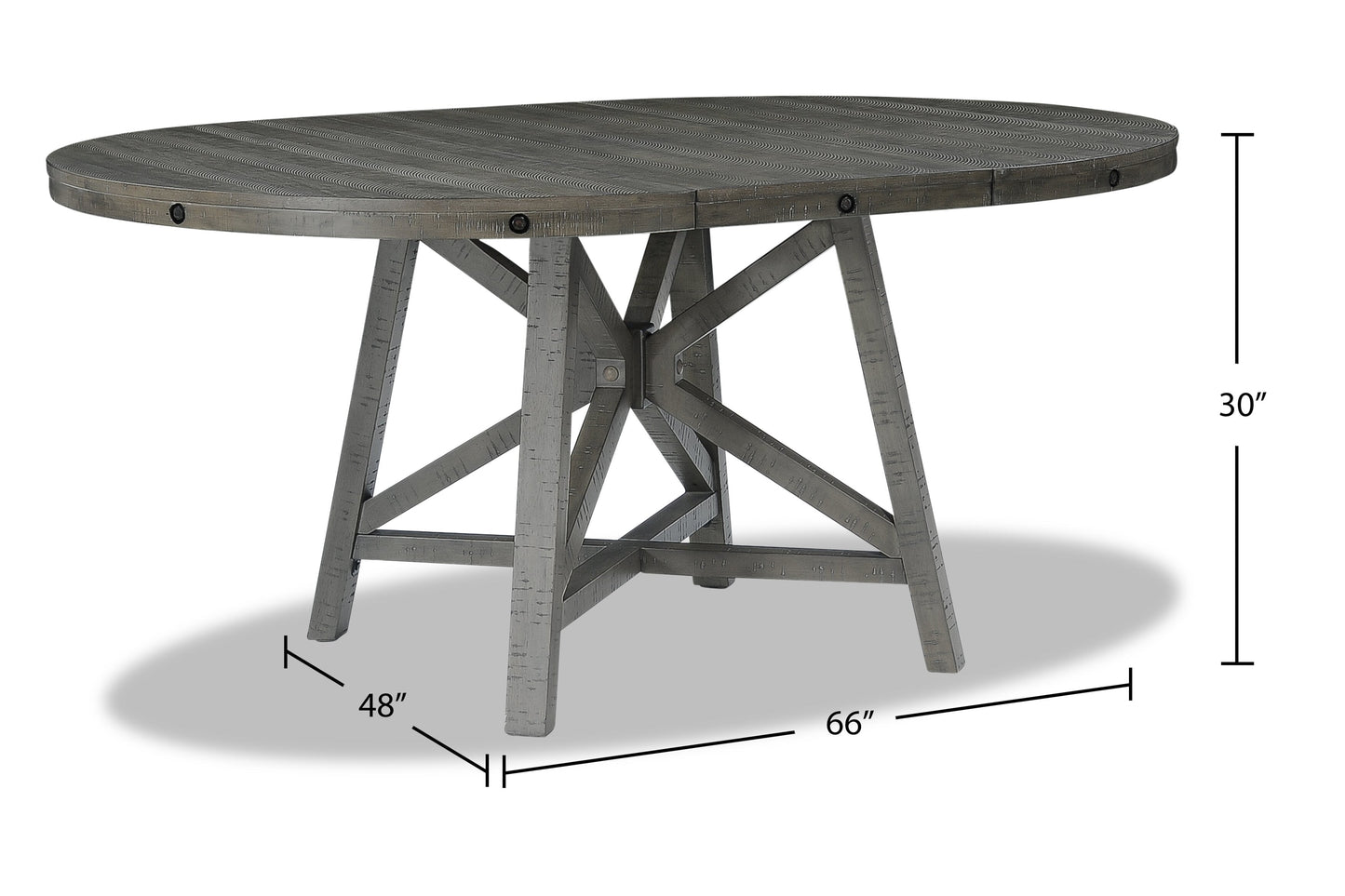 Alto Round Dining Table with 48-66"W Extension, Trestle Base - Grey | Table de salle à manger ronde Alto de 48 po à 66 po avec rallonge et base à tréteaux - grise