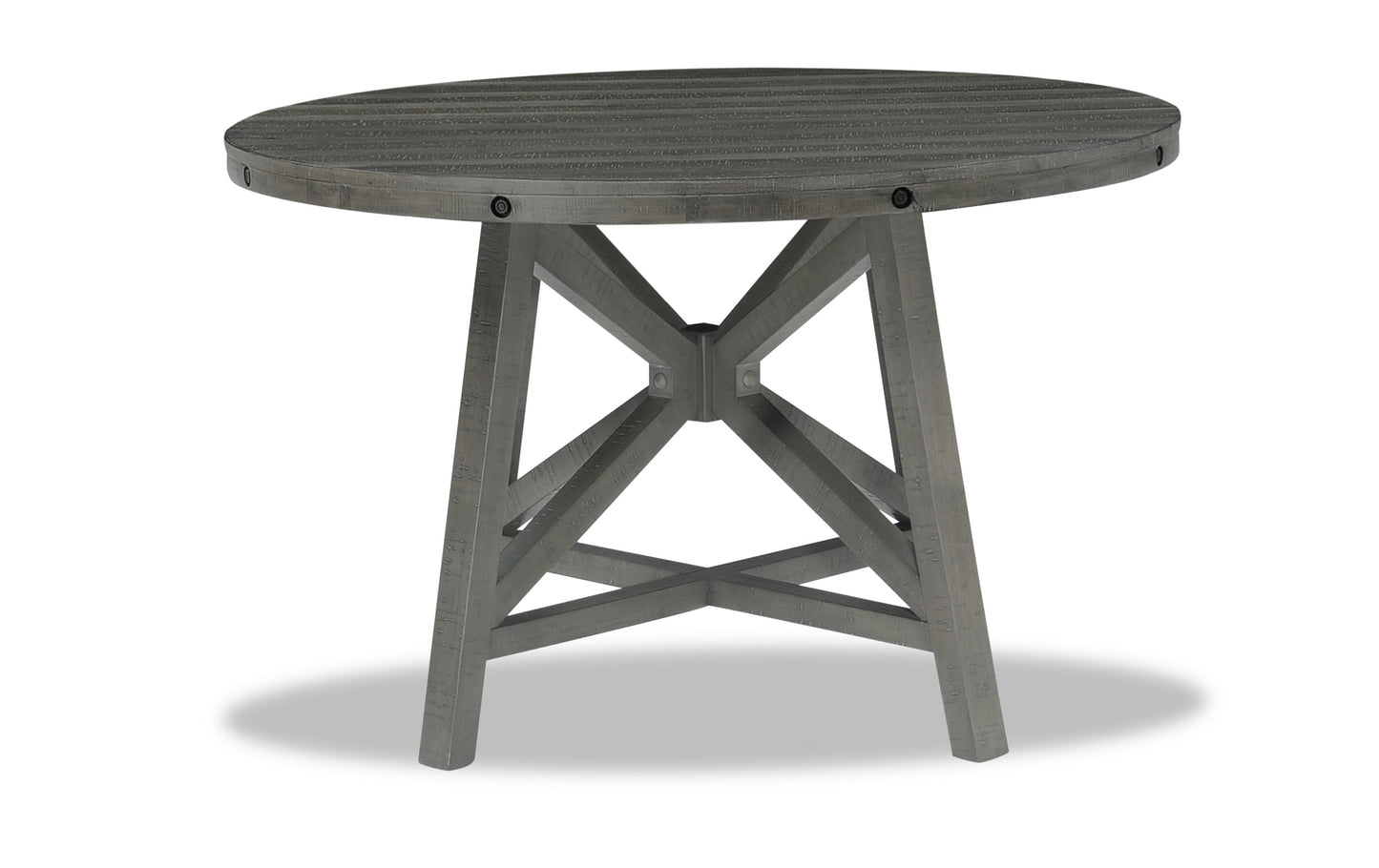 Alto Round Dining Table with 48-66"W Extension, Trestle Base - Grey | Table de salle à manger ronde Alto de 48 po à 66 po avec rallonge et base à tréteaux - grise