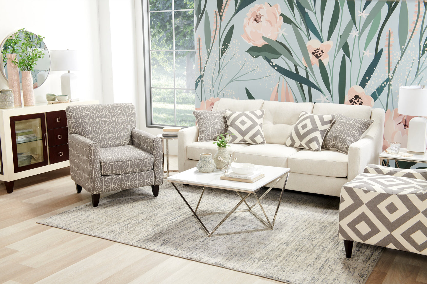Amanda 31.5" Modern Square Coffee Table - White Marble Top with Chrome Metal Base|Table à café carrée moderne Amanda de 31,5 po - dessus en marbre blanc avec base en métal chromé