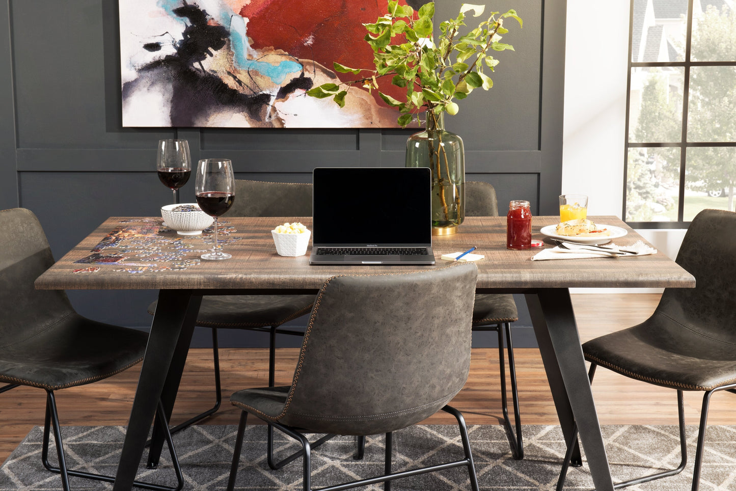Amos Dining Table, Metal, 60"W - Grey | Table de salle à manger Amos de 60 po (L) en métal - grise