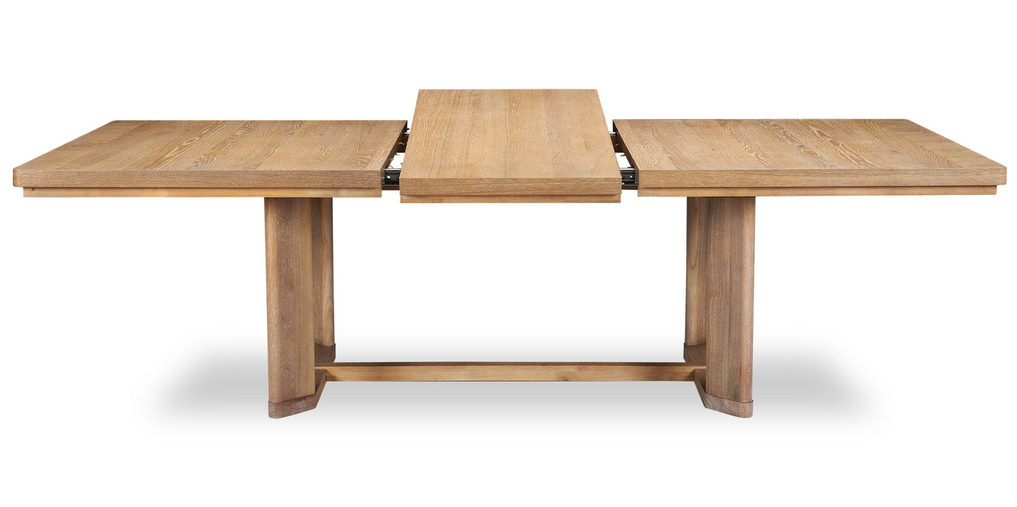 Aspen Dining Table with 80-104" Extension, Trestle Base - Natural | Table de salle à manger Aspen de 80 po à 104 po à rallonge et base à tréteaux - naturelle