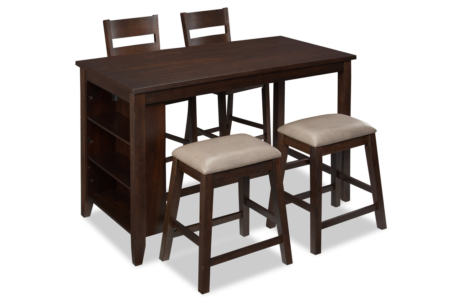Astoria Counter-Height Dining Table with Built-in Shelves, 60"W - Brown | Table de salle à manger Astoria de 60 po (L) de hauteur comptoir avec tablettes intégrées - brune