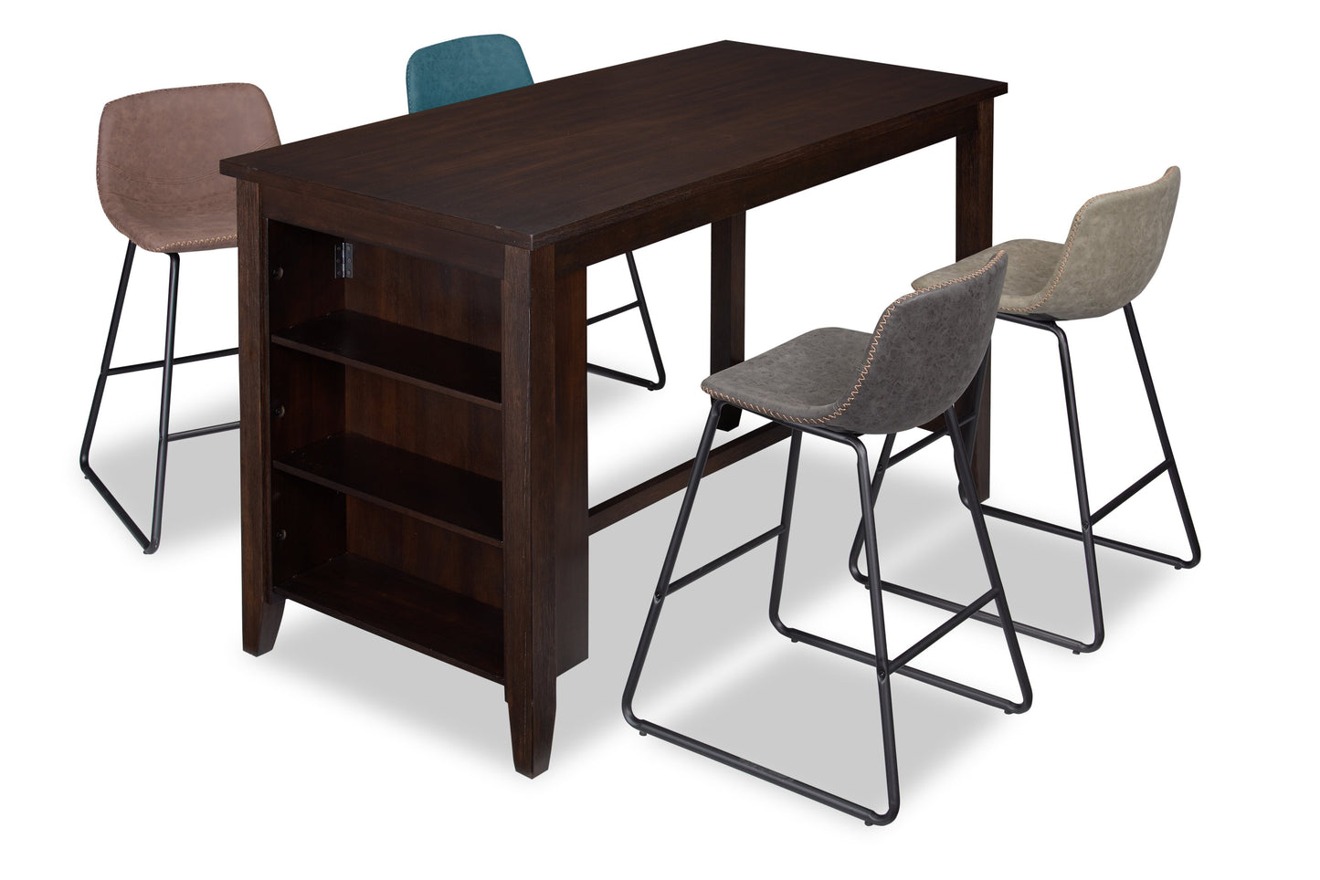 Astoria Counter-Height Dining Table with Built-in Shelves, 60"W - Brown | Table de salle à manger Astoria de 60 po (L) de hauteur comptoir avec tablettes intégrées - brune