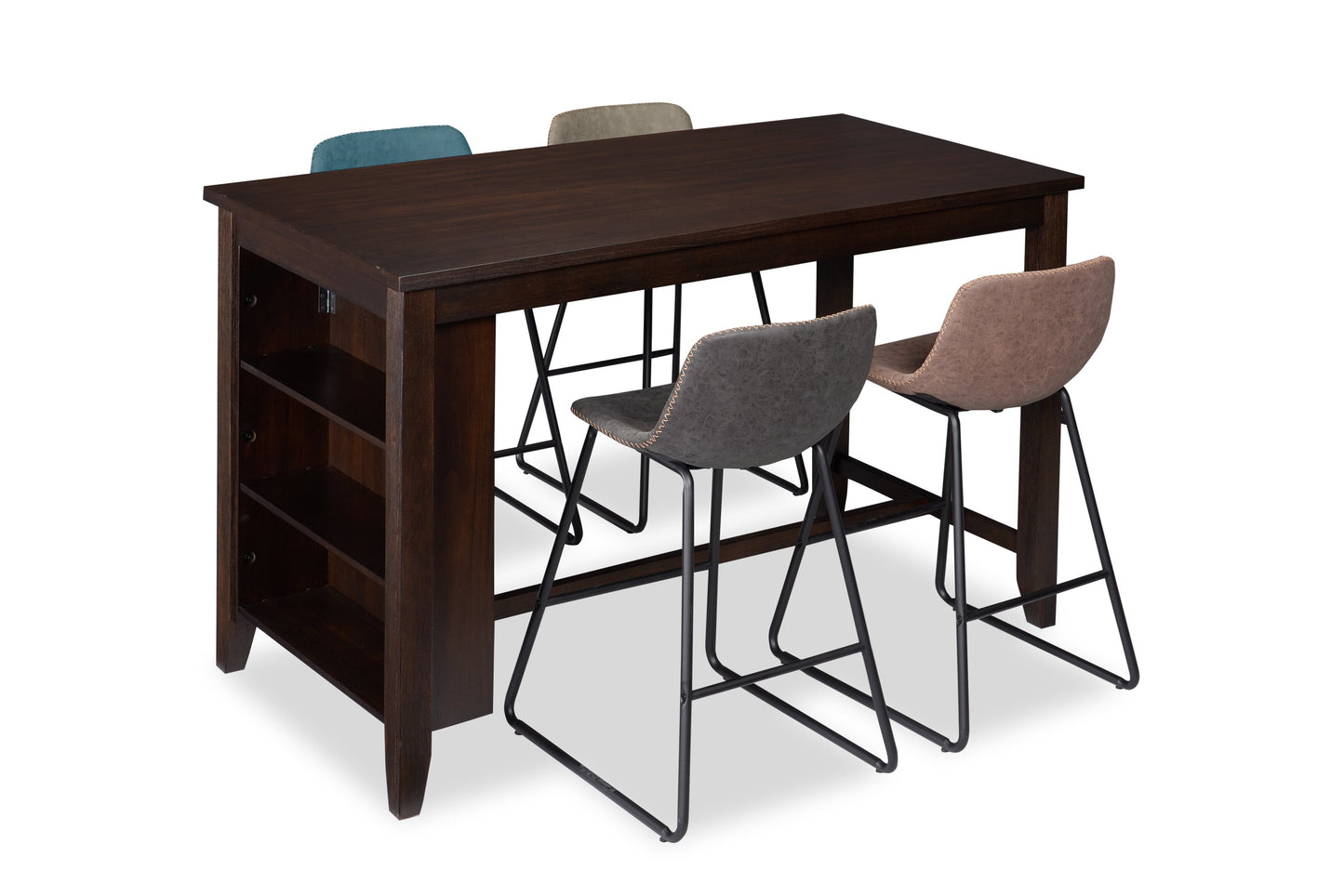 Astoria Counter-Height Dining Table with Built-in Shelves, 60"W - Brown | Table de salle à manger Astoria de 60 po (L) de hauteur comptoir avec tablettes intégrées - brune
