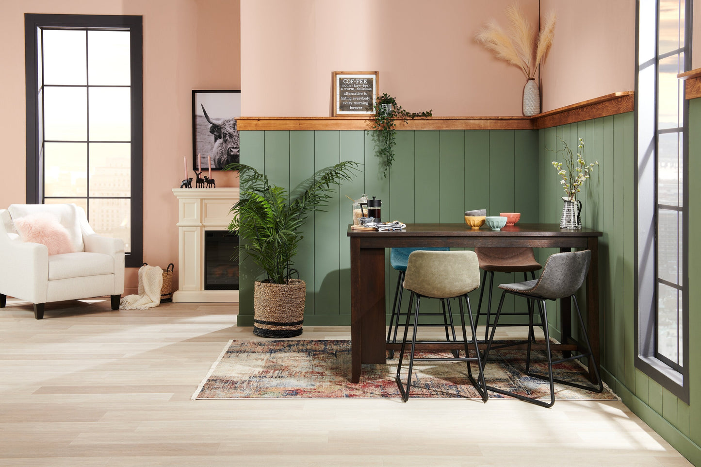 Astoria Counter-Height Dining Table with Built-in Shelves, 60"W - Brown | Table de salle à manger Astoria de 60 po (L) de hauteur comptoir avec tablettes intégrées - brune