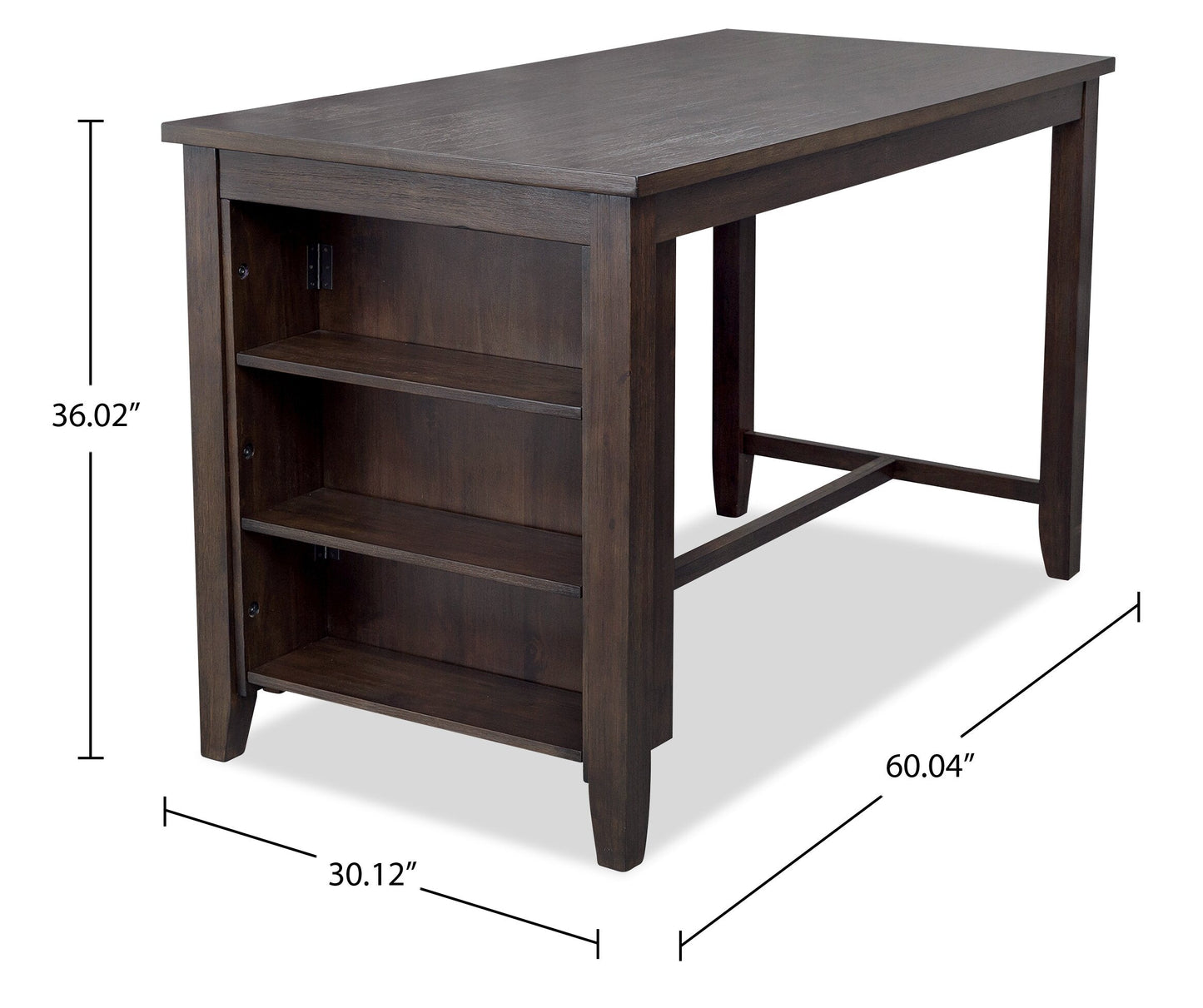 Astoria Counter-Height Dining Table with Built-in Shelves, 60"W - Brown | Table de salle à manger Astoria de 60 po (L) de hauteur comptoir avec tablettes intégrées - brune