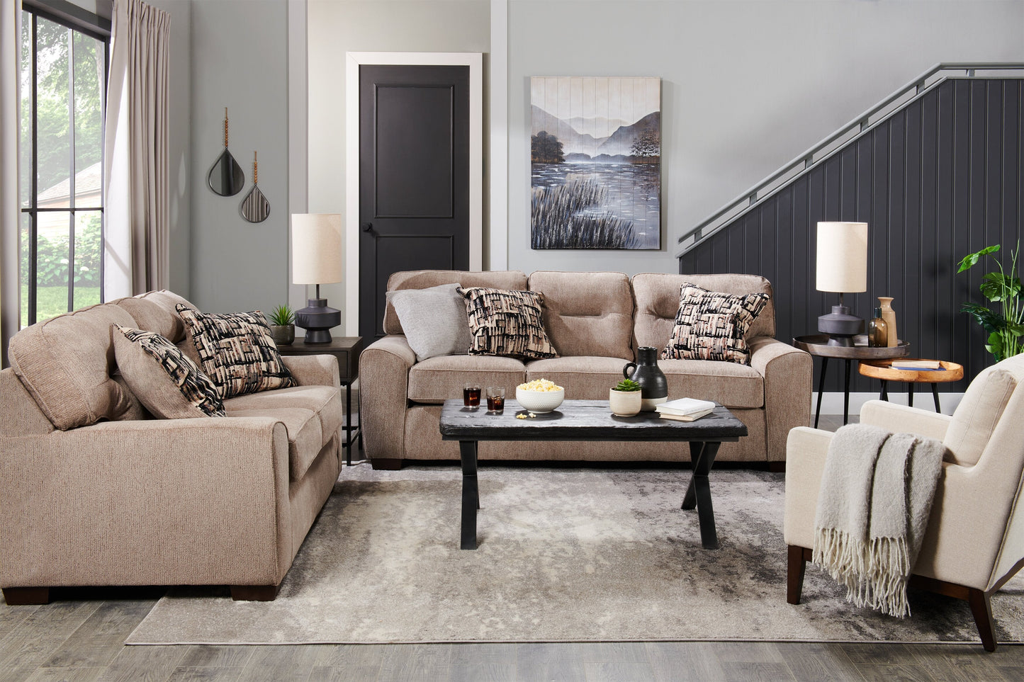 Astana 48" Rustic Coffee Table - Brown with Black Iron Legs|Table à café rustique Astana de 48 po - brune avec pattes en fer noir