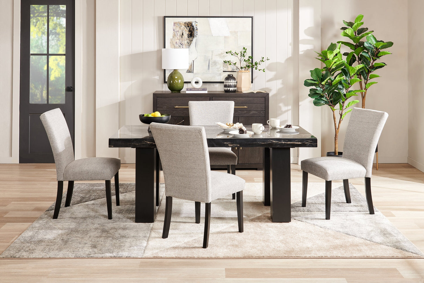 Burk Dining Table with Epoxy Resin Marble-Look Top, 72"W - Black | Table de salle à manger Burk de 72 po (L) avec dessus en résine époxy en imitation de marbre - noire