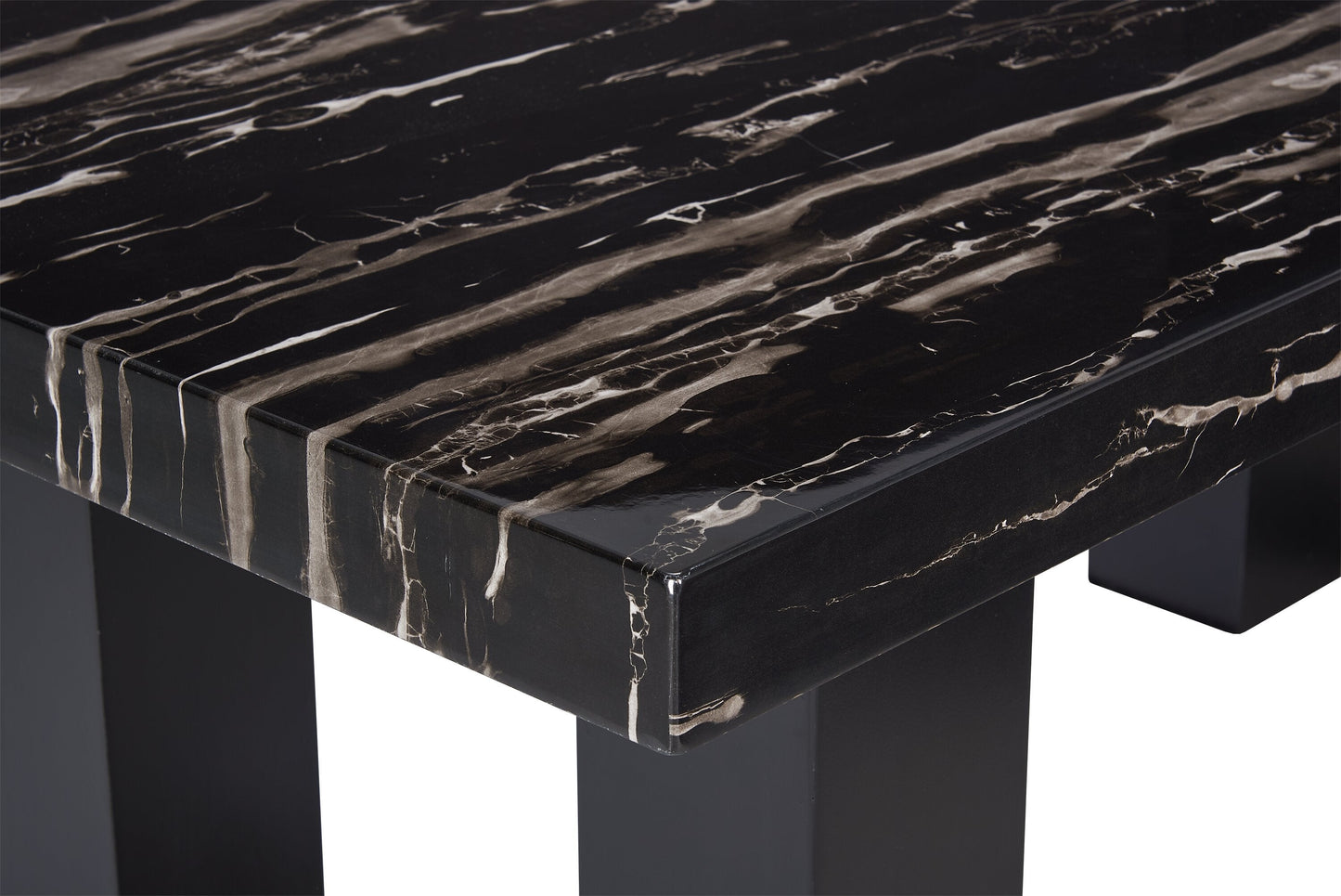 Burk Dining Table with Epoxy Resin Marble-Look Top, 72"W - Black | Table de salle à manger Burk de 72 po (L) avec dessus en résine époxy en imitation de marbre - noire