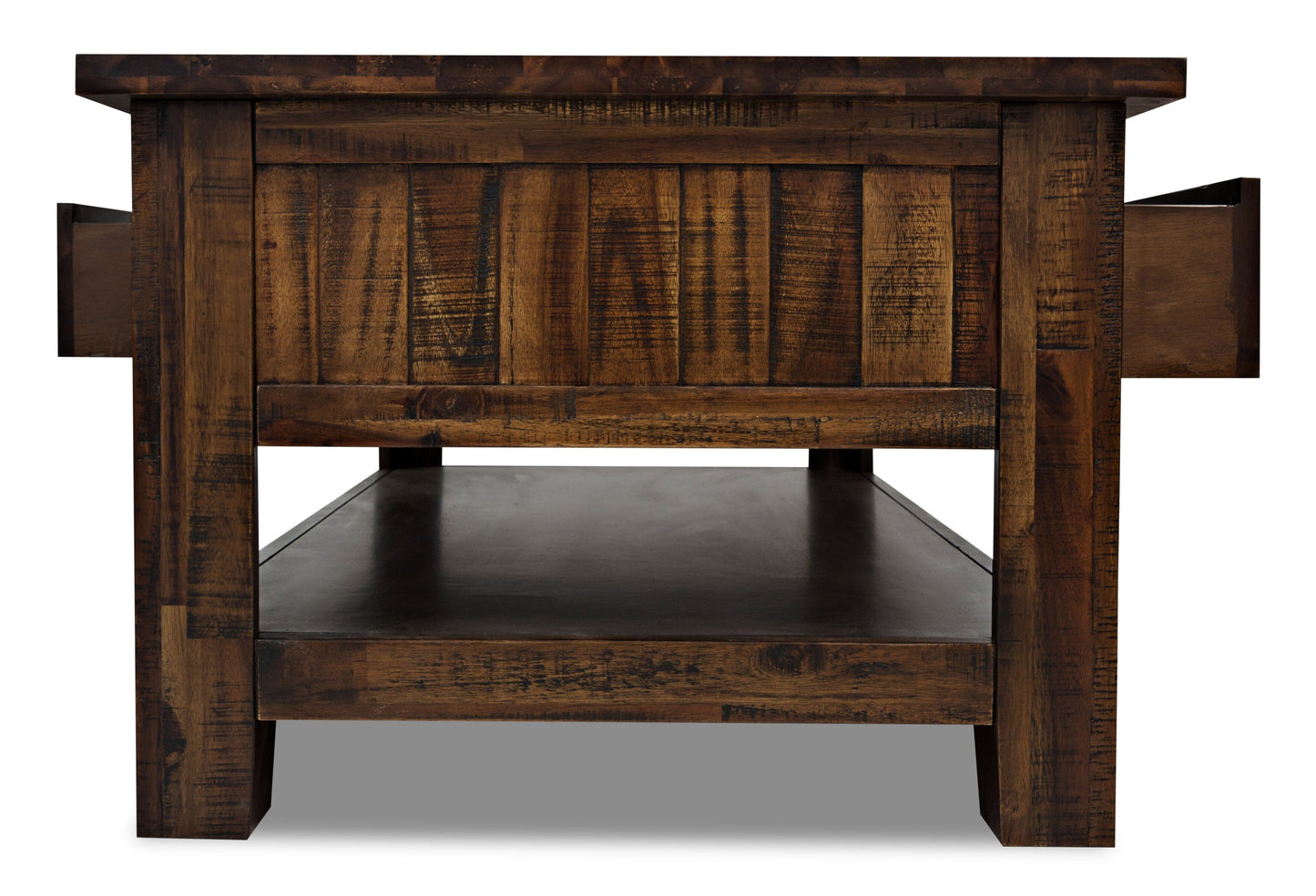 Casey 48" Rustic Coffee Table with Storage, Shelf and Casters - Brown Wood|Table à café rustique Casey de 48 po avec rangement, tablette et roulettes - bois brun