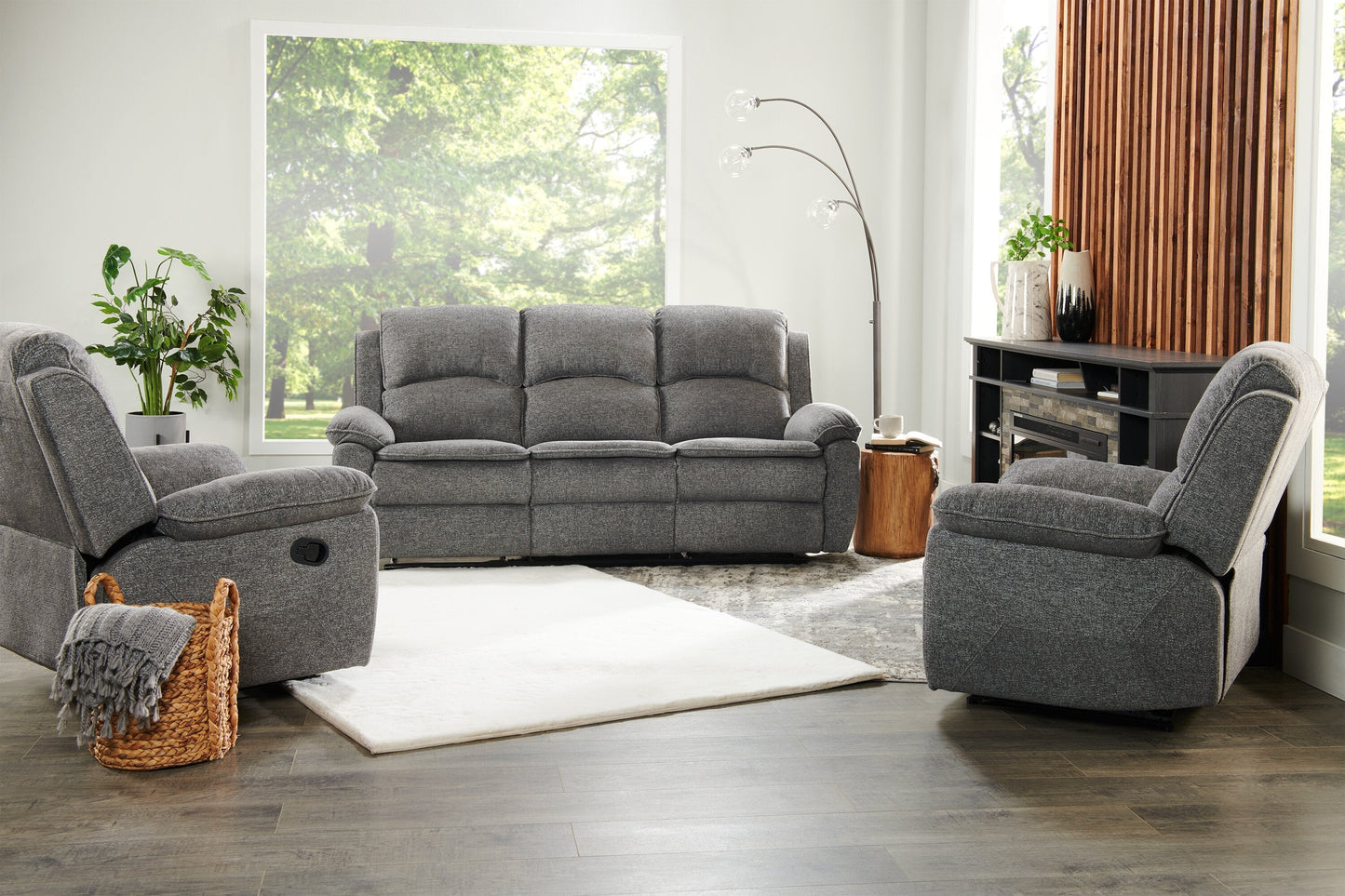 Chandler 82" Chenille Fabric Reclining Sofa - Grey | Sofa inclinable Chandler de 82 po en tissu de chenille - gris