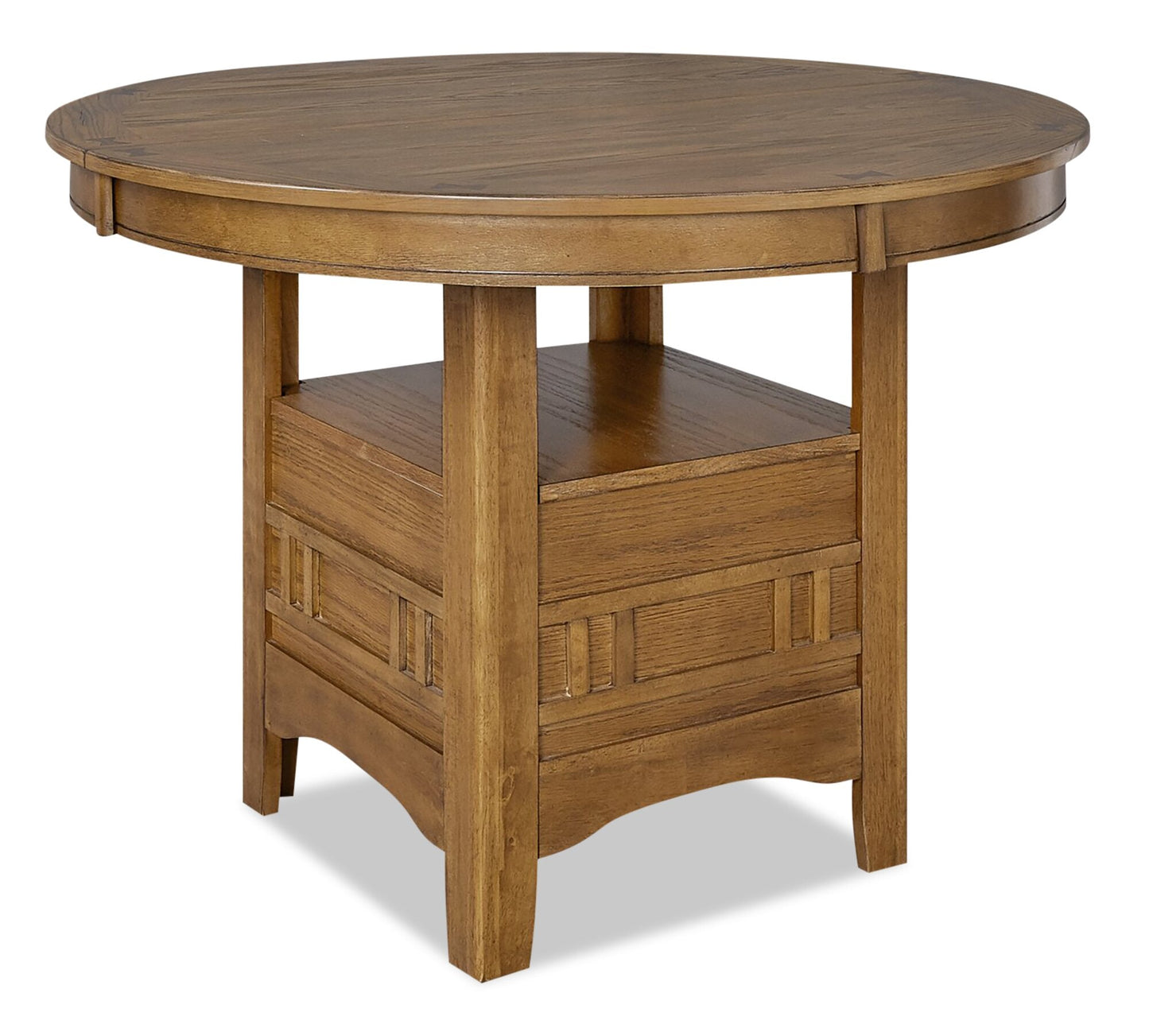 Dena Dining Table with 42-60"W Extension, Round - Oak Brown | Table de salle à manger ronde Dena de 42 po à 60 po (L) avec rallonge - chêne brun