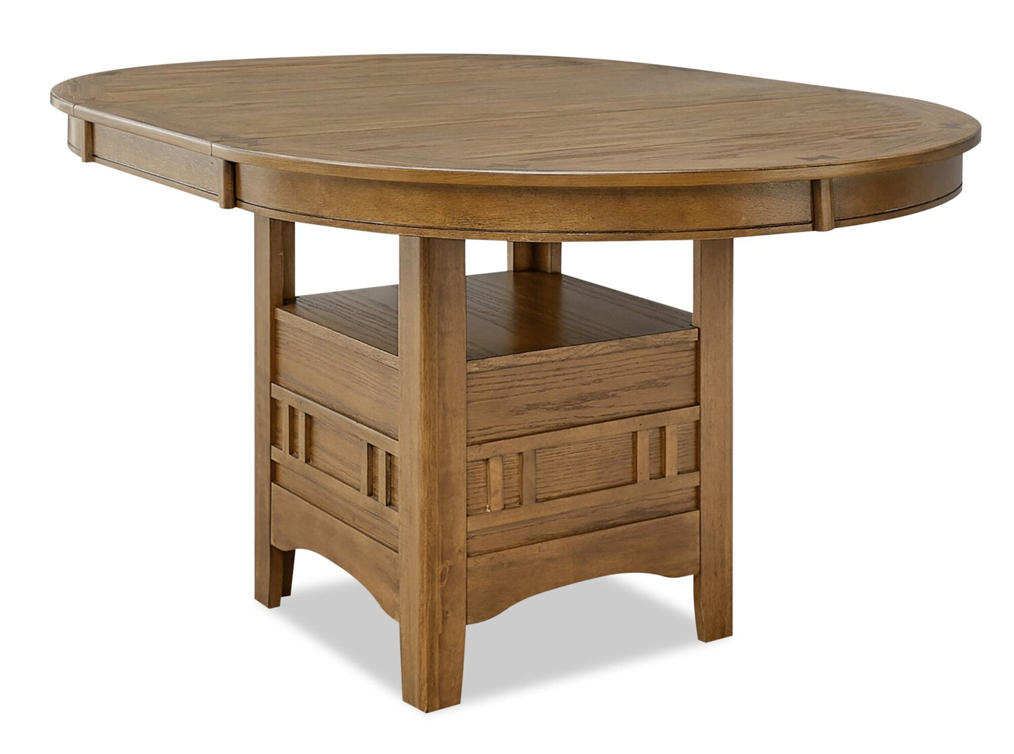 Dena Dining Table with 42-60"W Extension, Round - Oak Brown | Table de salle à manger ronde Dena de 42 po à 60 po (L) avec rallonge - chêne brun