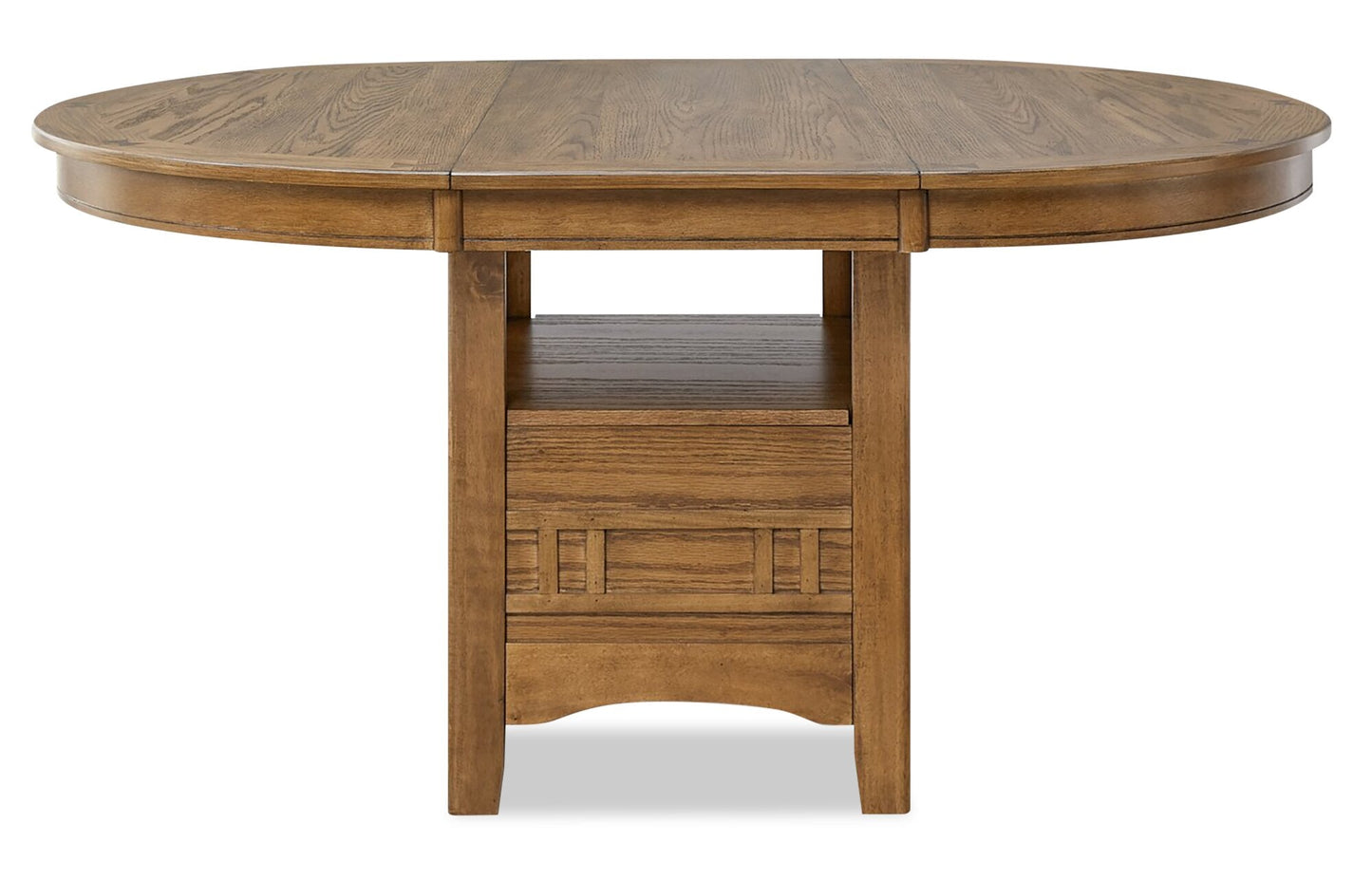 Dena Dining Table with 42-60"W Extension, Round - Oak Brown | Table de salle à manger ronde Dena de 42 po à 60 po (L) avec rallonge - chêne brun