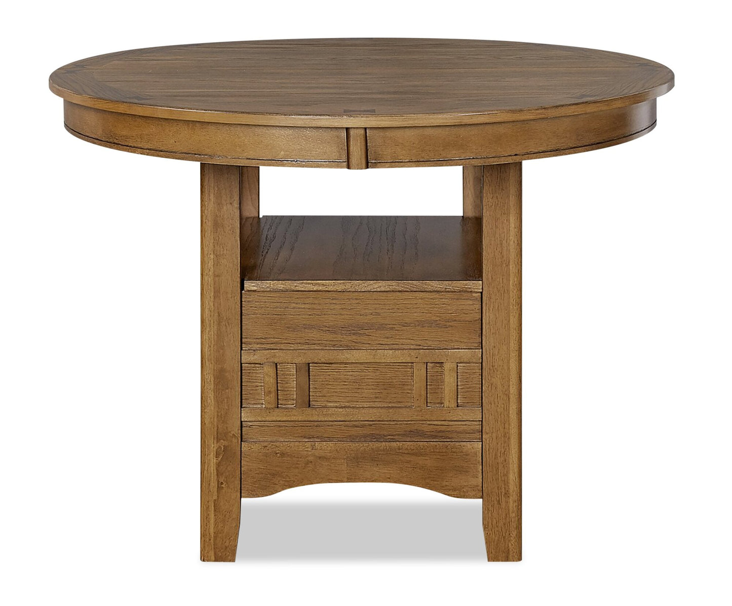 Dena Dining Table with 42-60"W Extension, Round - Oak Brown | Table de salle à manger ronde Dena de 42 po à 60 po (L) avec rallonge - chêne brun