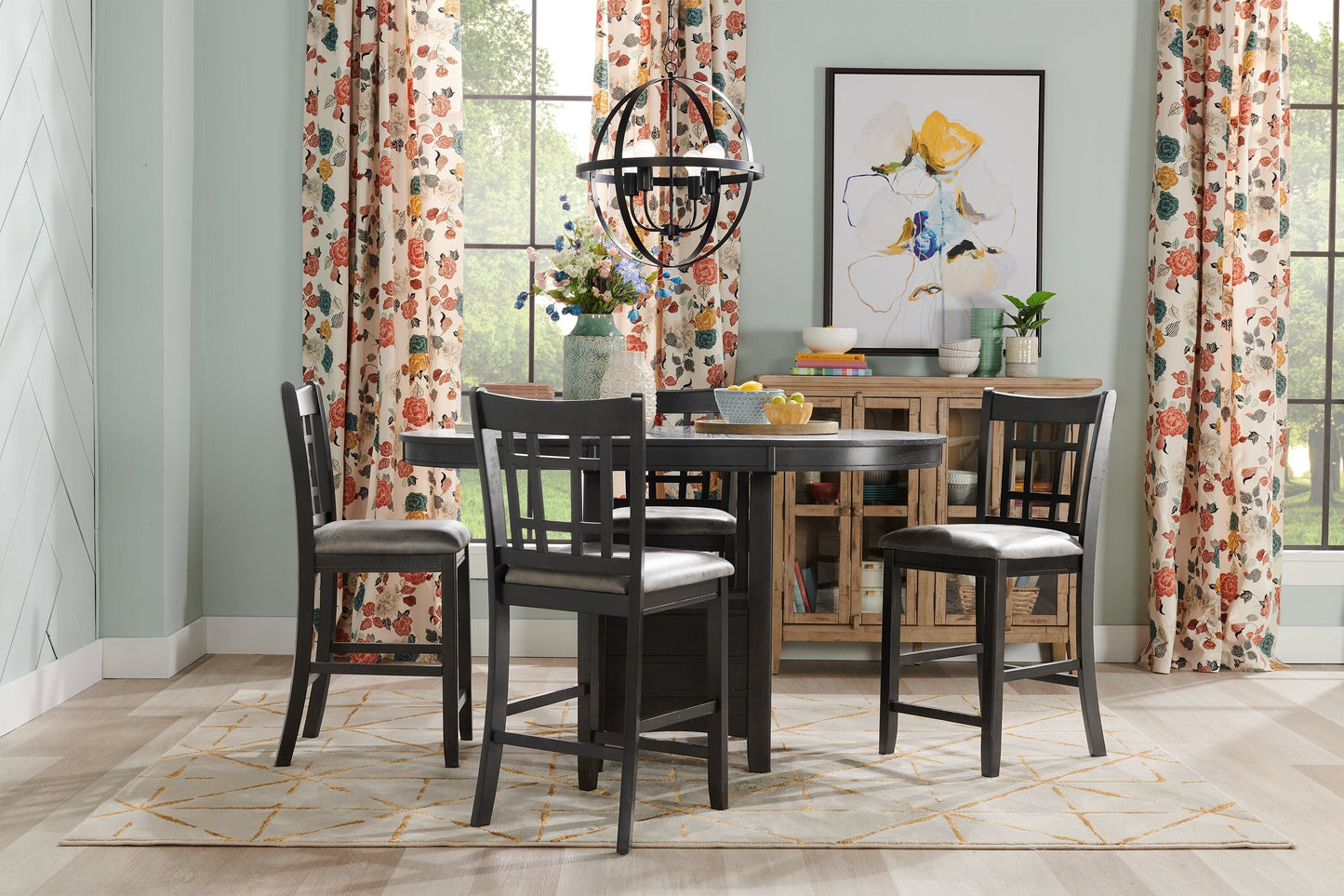 Dena Counter-Height Dining Table with 42-60"W Extension, Round - Grey | Table de salle à manger ronde Dena de 42 po à 60 po (L) de hauteur comptoir et avec rallonge - grise