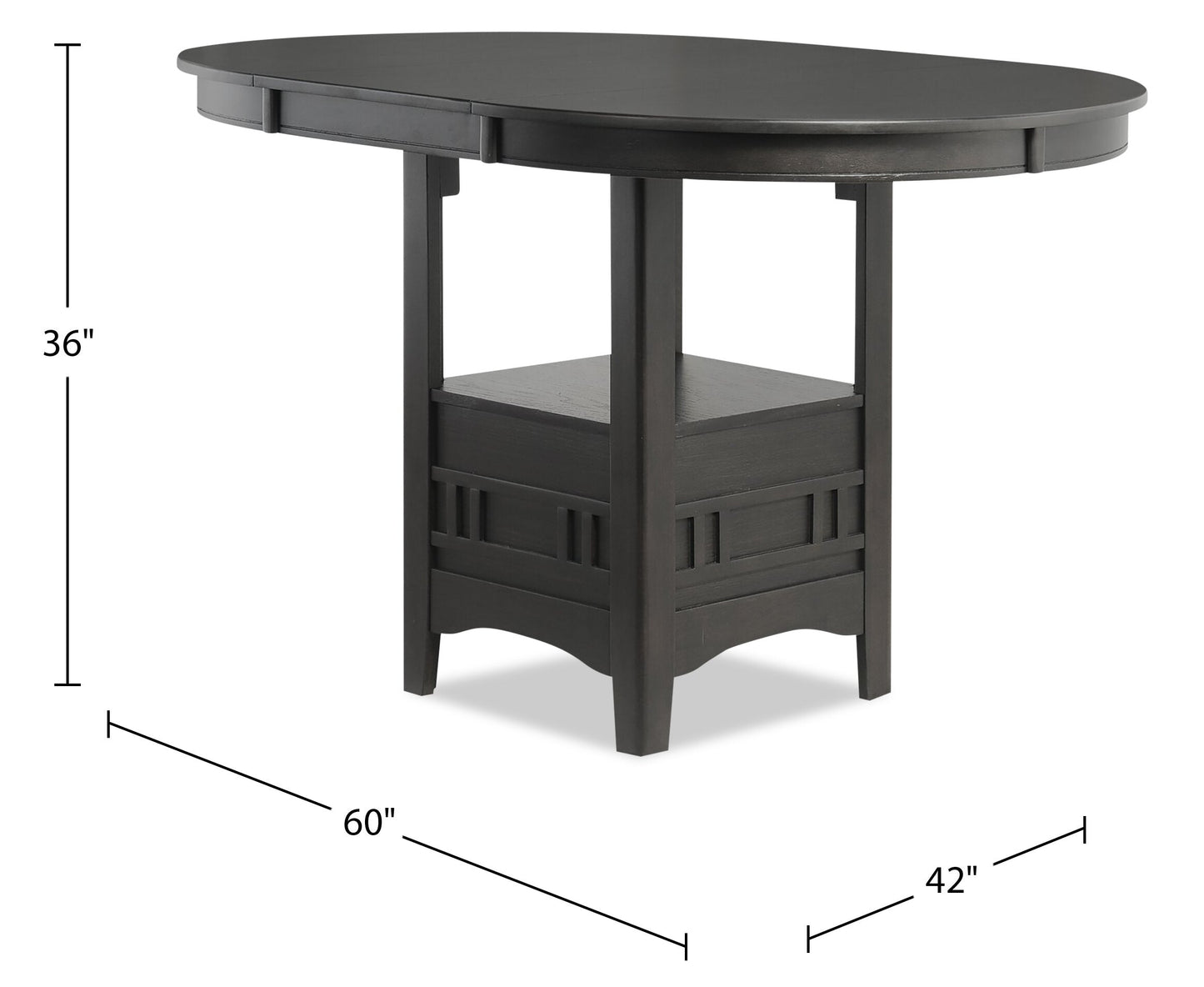 Dena Counter-Height Dining Table with 42-60"W Extension, Round - Grey | Table de salle à manger ronde Dena de 42 po à 60 po (L) de hauteur comptoir et avec rallonge - grise