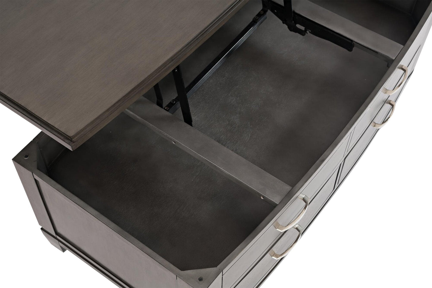 Downtown 48" Modern Lift Top Coffee Table with Storage and Casters - Grey Brown Wood|Table à café moderne Downtown de 48 po avec dessus relevable, rangement et roulettes - bois gris-brun