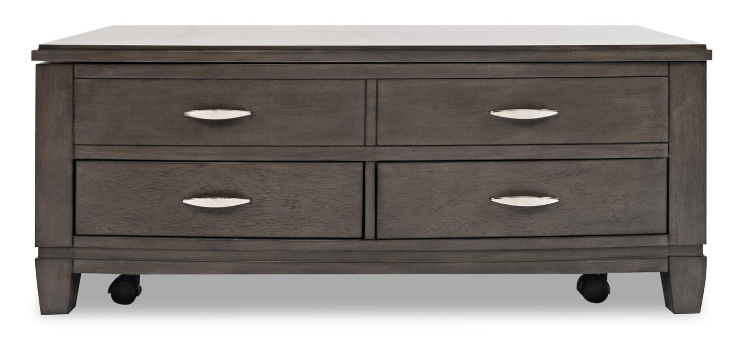 Downtown 48" Modern Lift Top Coffee Table with Storage and Casters - Grey Brown Wood|Table à café moderne Downtown de 48 po avec dessus relevable, rangement et roulettes - bois gris-brun