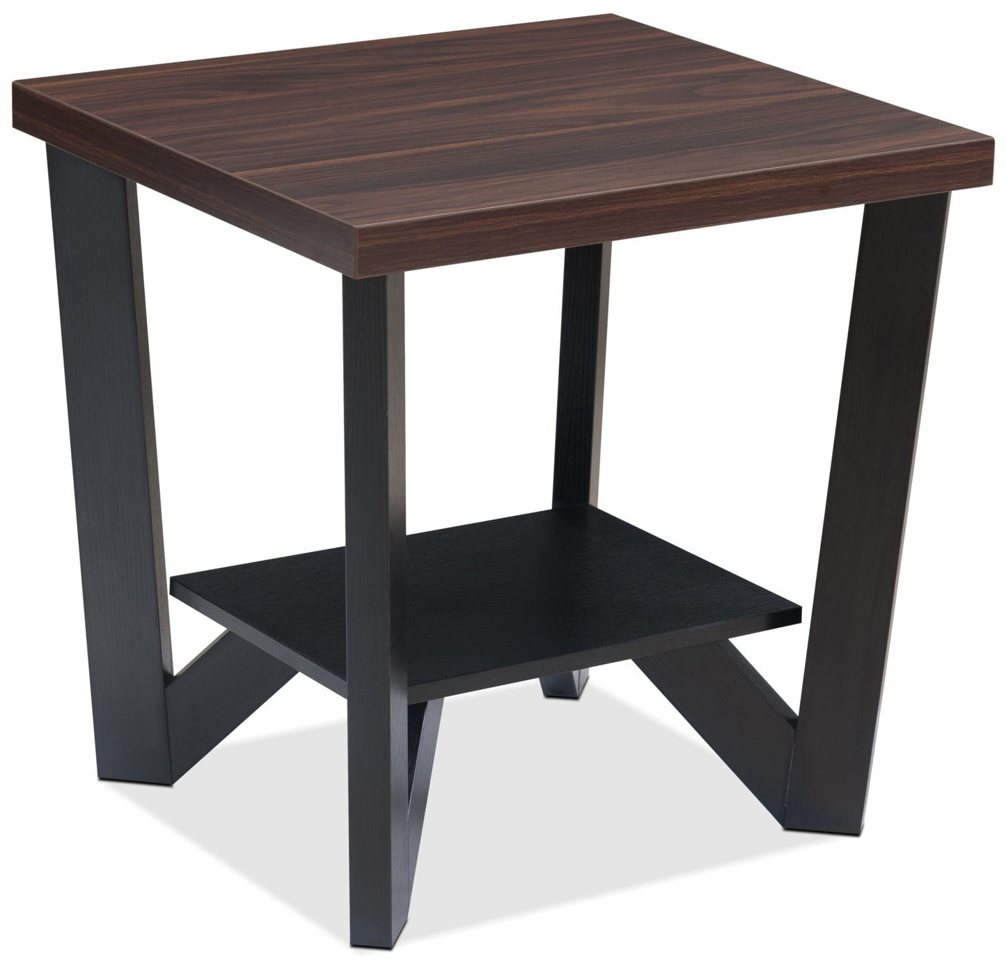 Arika 47.5" Modern 3-Pack Coffee + 2 End Tables with Shelf - Dark Walnut annd Black |Ensemble 3 tables modernes Arika de 47,5 po (table à café et 2 tables de bout) avec tablette - noyer foncé et noir