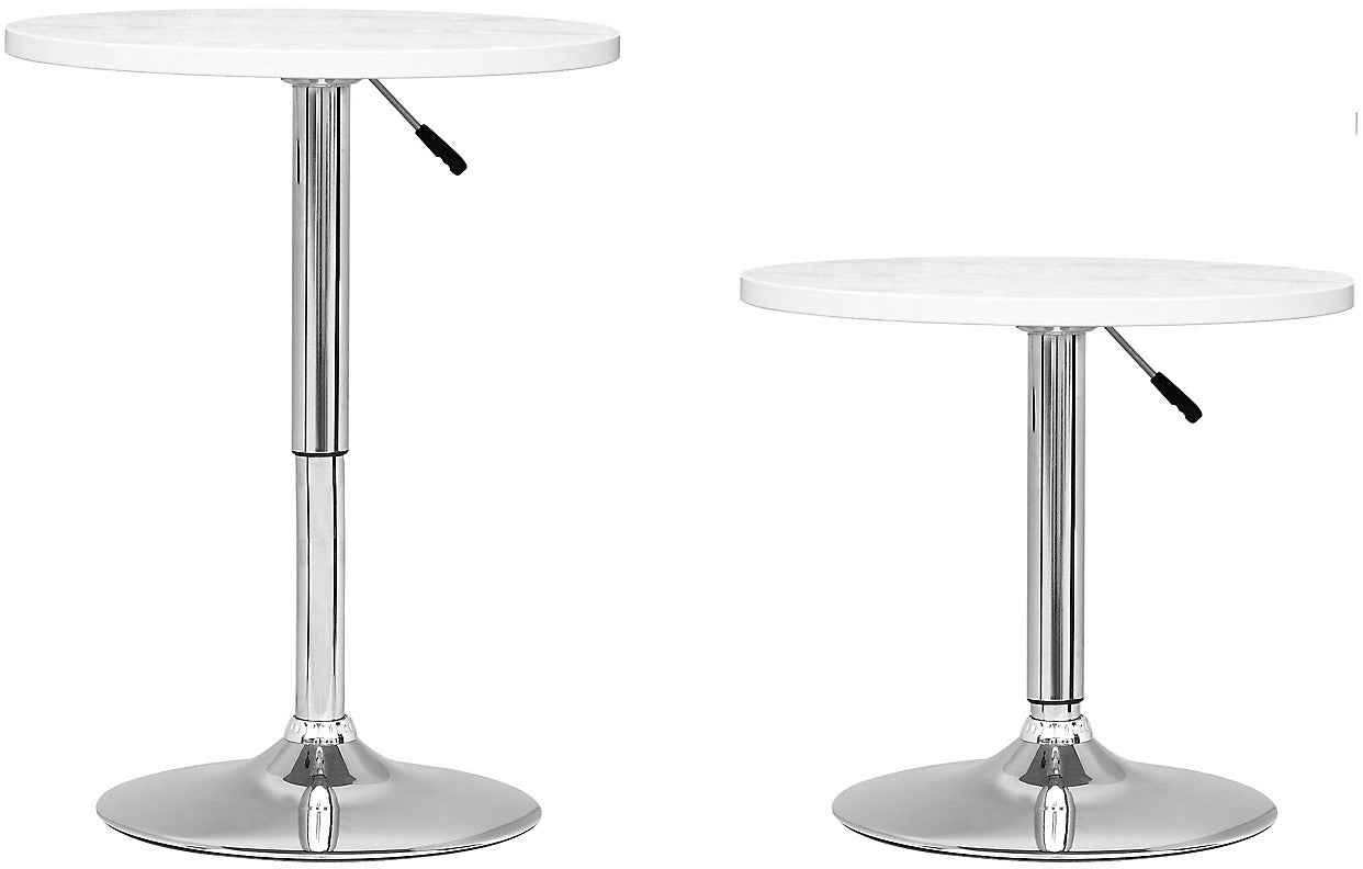 Adjustable Bar-Height Lift Table, Metal, 23.5"W Round - White | Table ronde de 23,5 po (L) réglable à hauteur bar, en métal - blanche