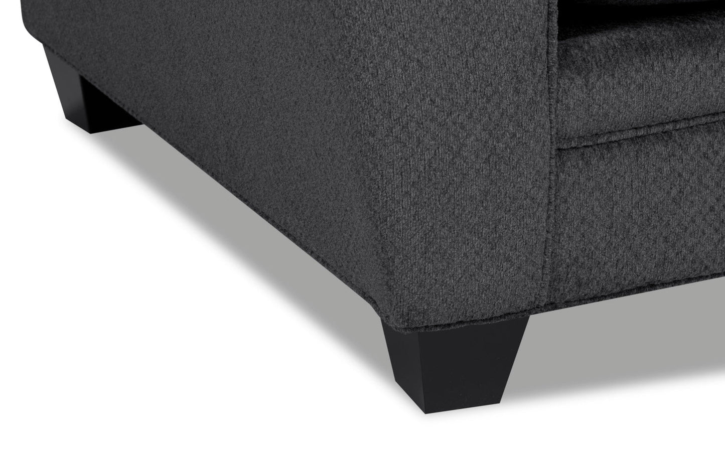 Made in Canada Febe 85" Chenille Fabric Condo-Size Sofa with Flared Arms and Accent Pillows - Charcoal Grey | Sofa Febe de 85 po de format condo fabriqué au Canada en tissu de chenille avec accoudoirs évasés et coussins décoratifs - gris anthracite