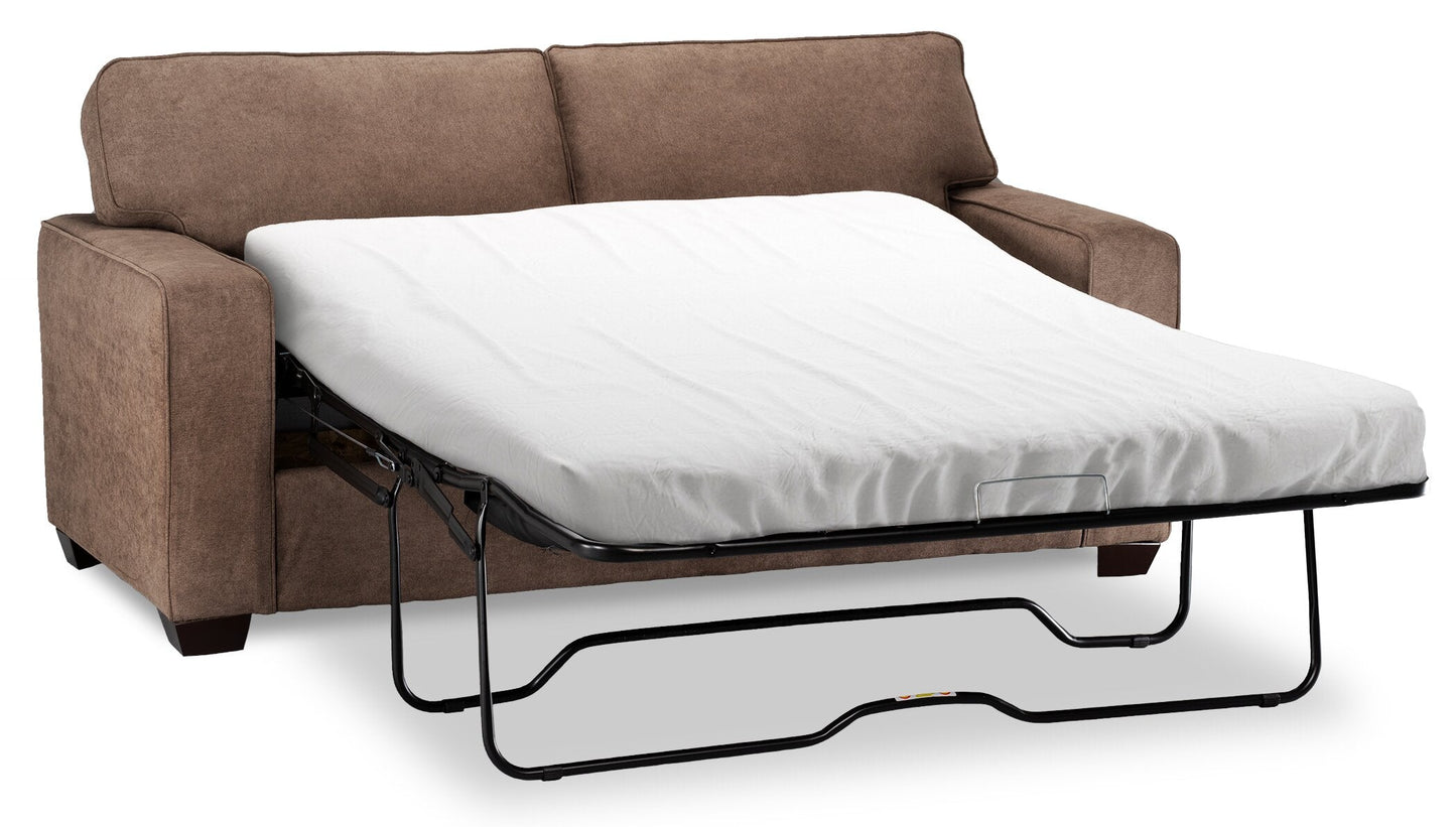 Made in Canada Fiona 74" Chenille Fabric Full-Size Sofa Bed with Track Arms - Mocha Brown | Sofa-lit double Fiona de 74 po fabriqué au Canada en tissu de chenille avec accoudoirs rectilignes - brun moka