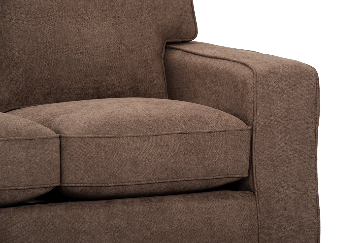 Made in Canada Fiona 74" Chenille Fabric Sofa with Track Arms - Mocha Brown | Sofa Fiona de 74 po fabriqué au Canada en tissu de chenille avec accoudoirs rectilignes - brun moka