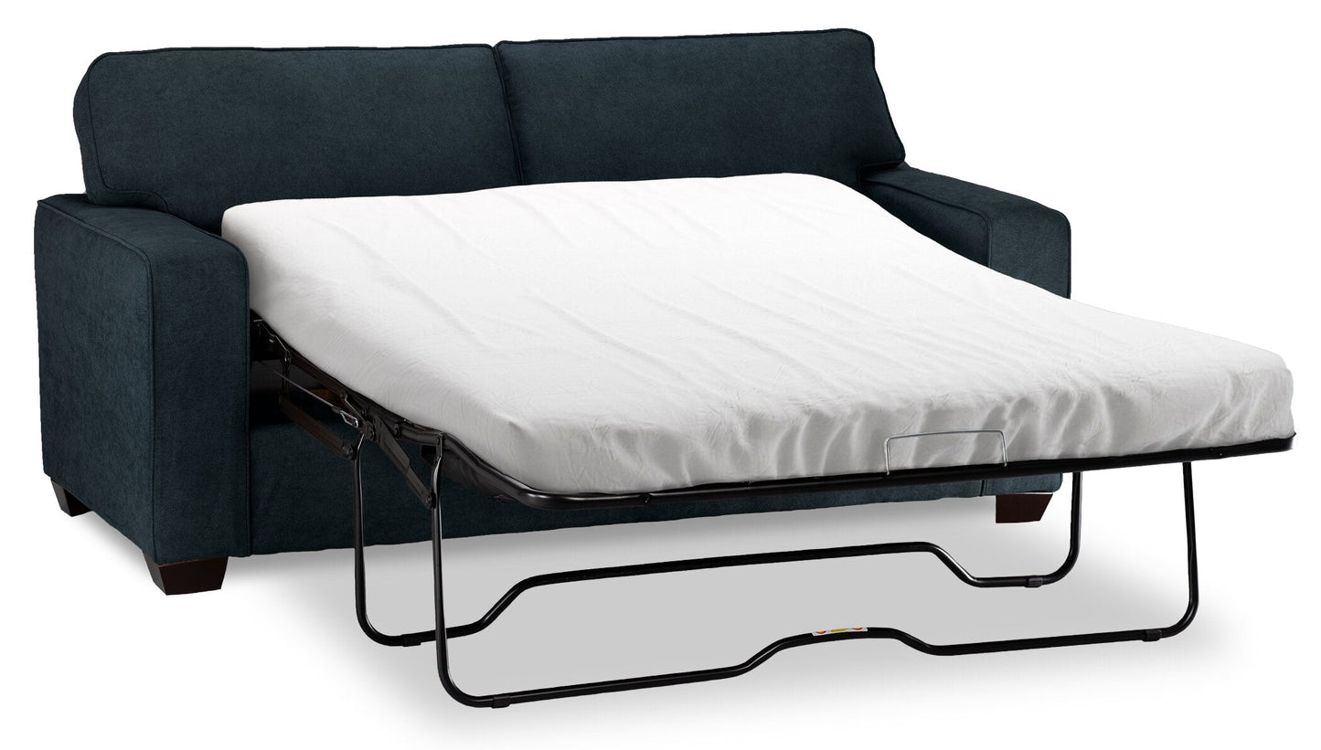 Made in Canada Fiona 74" Chenille Fabric Full-Size Sofa Bed with Track Arms - Navy Blue | Sofa-lit double Fiona de 74 po fabriqué au Canada en tissu de chenille avec accoudoirs rectilignes - bleu marine