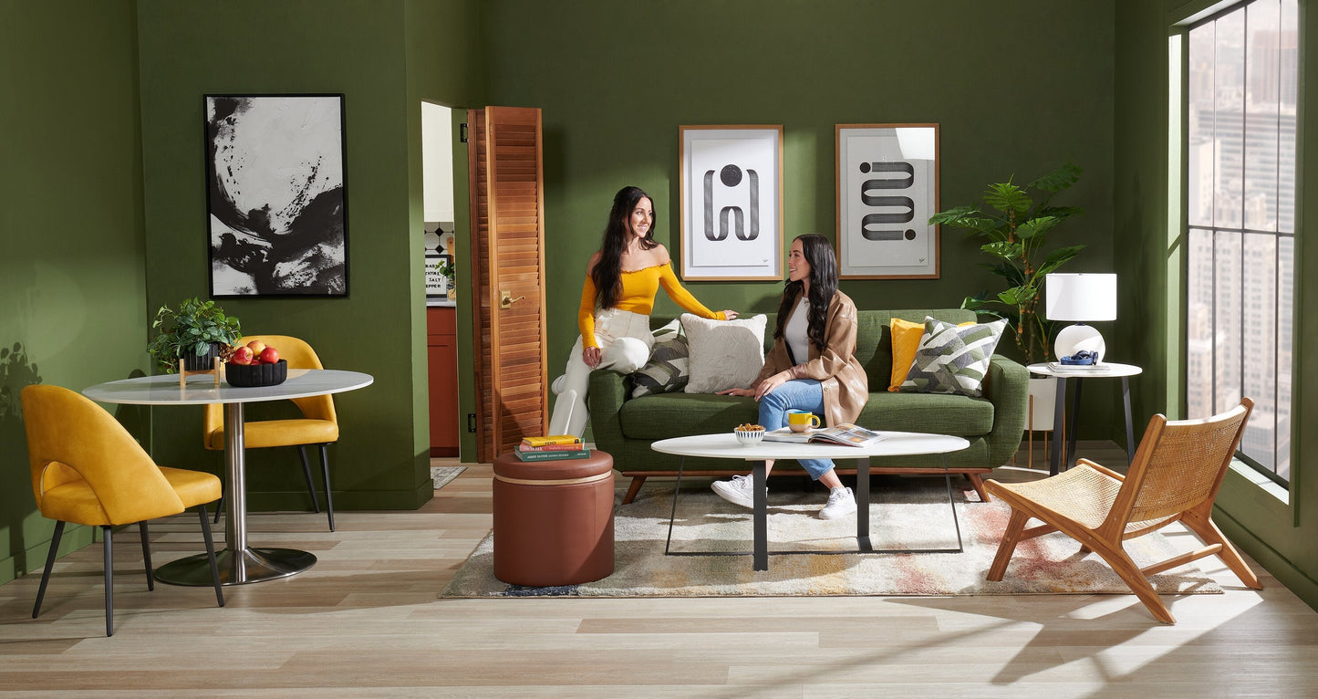 Kort & Co. Freeman 80” Linen-Look Fabric Condo Size Sofa with Wood Legs - Avocado Green | Sofa Freeman de Kort & Co. de 80 po de format condo en tissu d’apparence lin avec base et pattes en bois - vert avocat