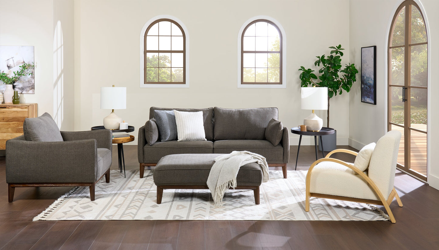 Cindy Crawford Home Gena 78.7" Linen-Look Fabric Condo Size Sofa with Removable Back Cushions - Charcoal Grey | Sofa Gena de Cindy Crawford Home de 78,7 po de format condo en tissu d’apparence lin avec coussins de dossier amovibles - gris anthracite