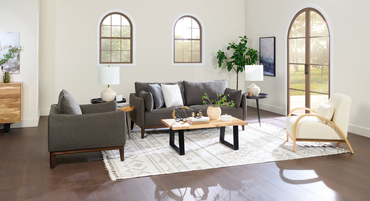 Cindy Crawford Home Gena 78.7" Linen-Look Fabric Condo Size Sofa with Removable Back Cushions - Charcoal Grey | Sofa Gena de Cindy Crawford Home de 78,7 po de format condo en tissu d’apparence lin avec coussins de dossier amovibles - gris anthracite